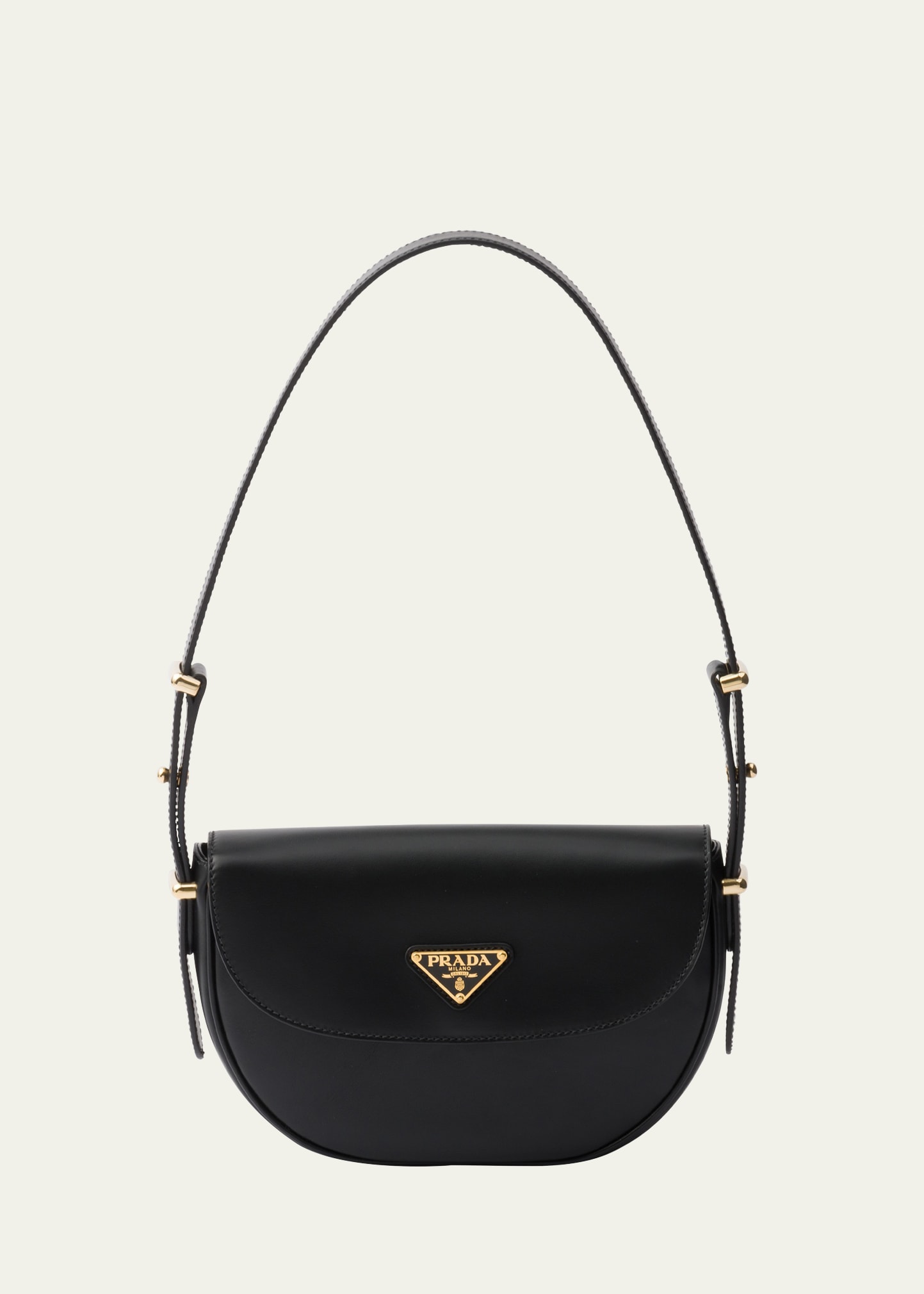 Prada Flap Leather Crossbody Bag In F0002 Nero