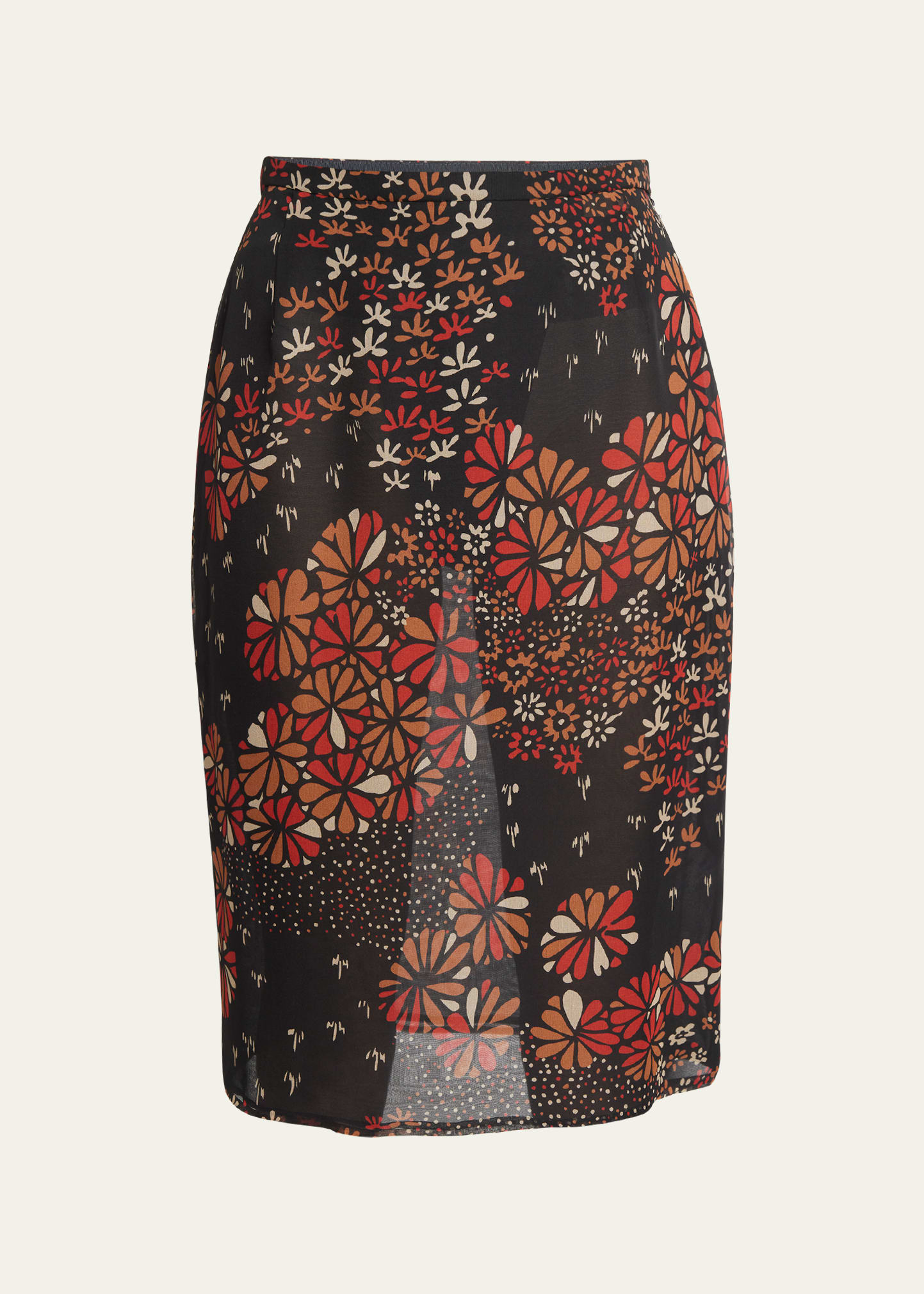 Shop Saint Laurent Floral Chiffon Pencil Skirt In Nero Multi