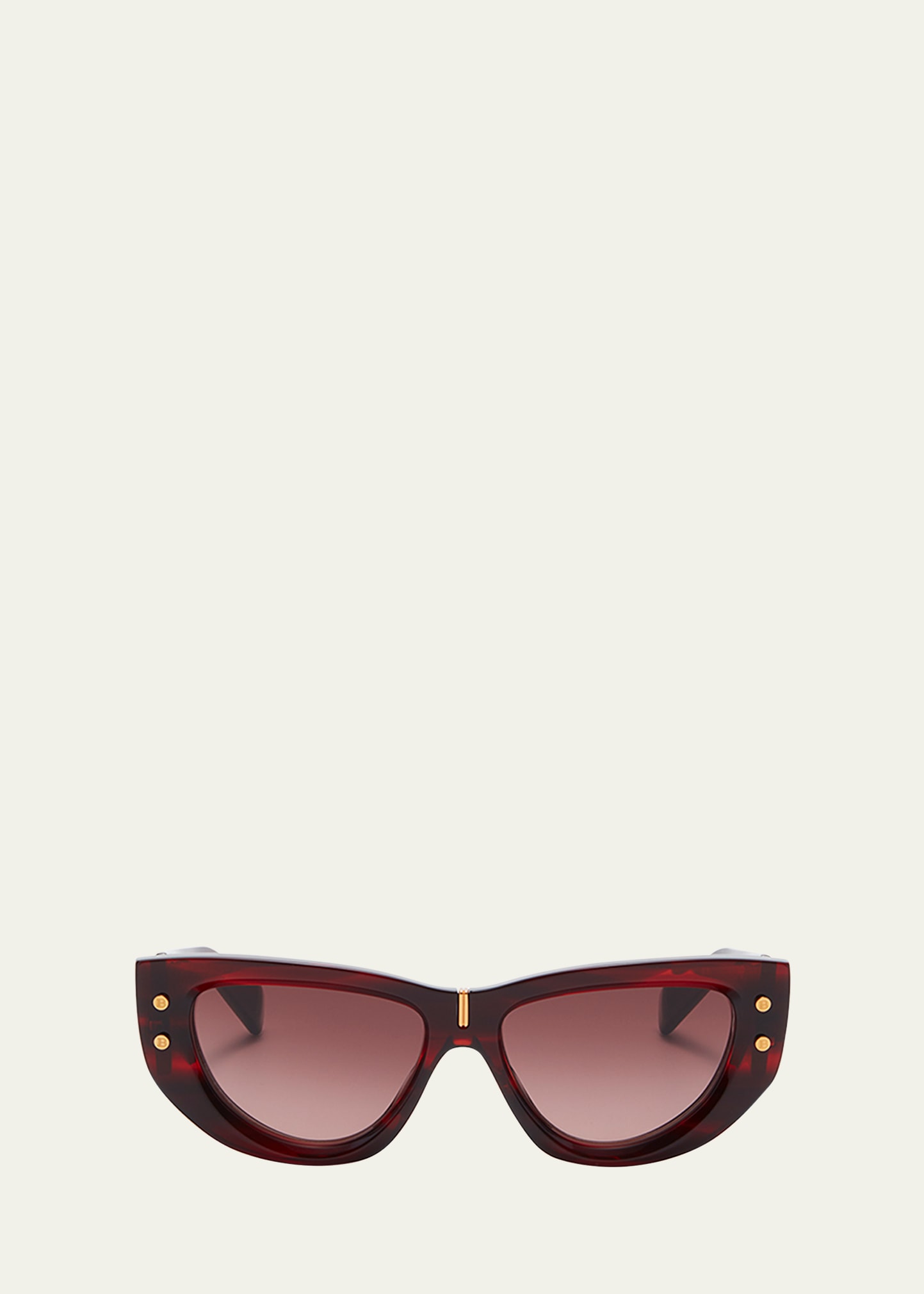 Shop Balmain B-muse Acetate & Titanium Cat-eye Sunglasses In Red Gld