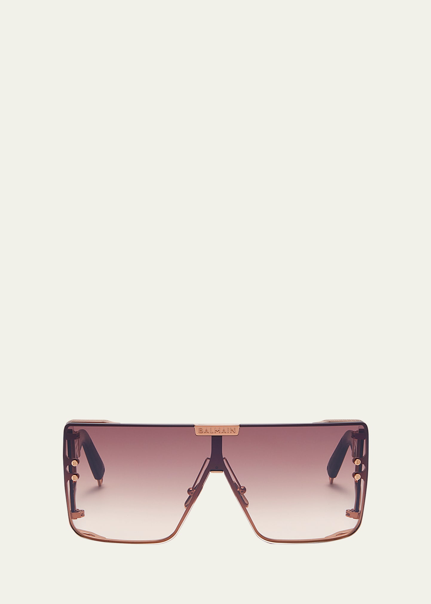 Balmain Wonder Boy Ltd Titanium & Acetate Shield Sunglasses In Rse Brn