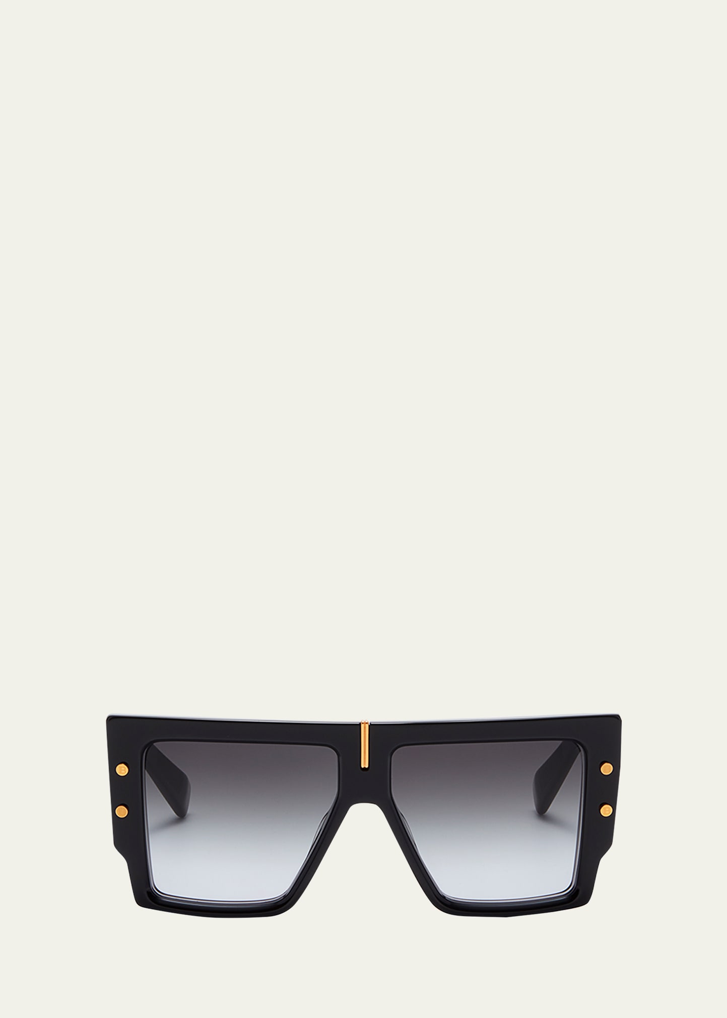 Balmain B-grand Acetate & Titanium Square Sunglasses In Blk Gld
