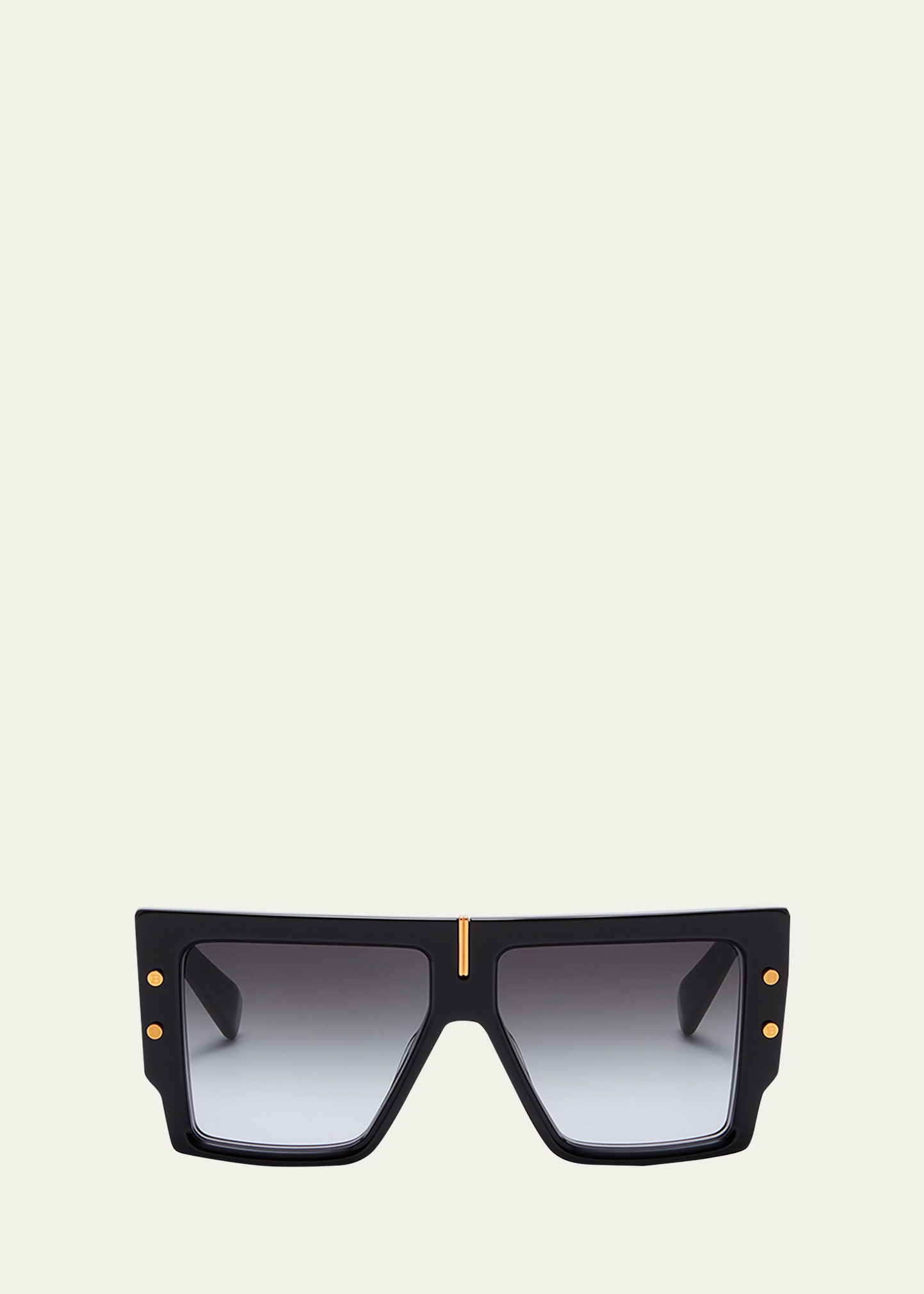 Shop Balmain B-grand Acetate & Titanium Square Sunglasses In Blk Gld