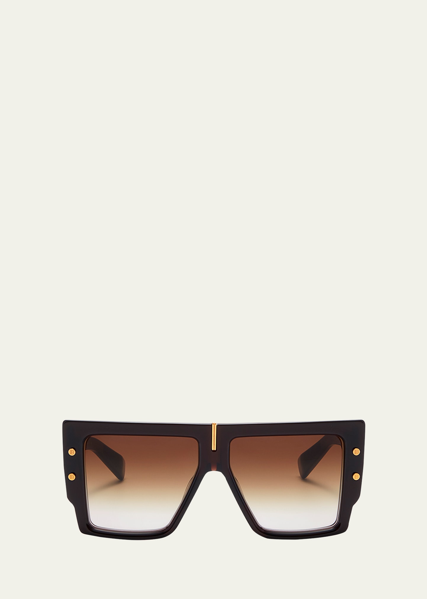 Shop Balmain B-grand Acetate & Titanium Square Sunglasses In Brn Gld