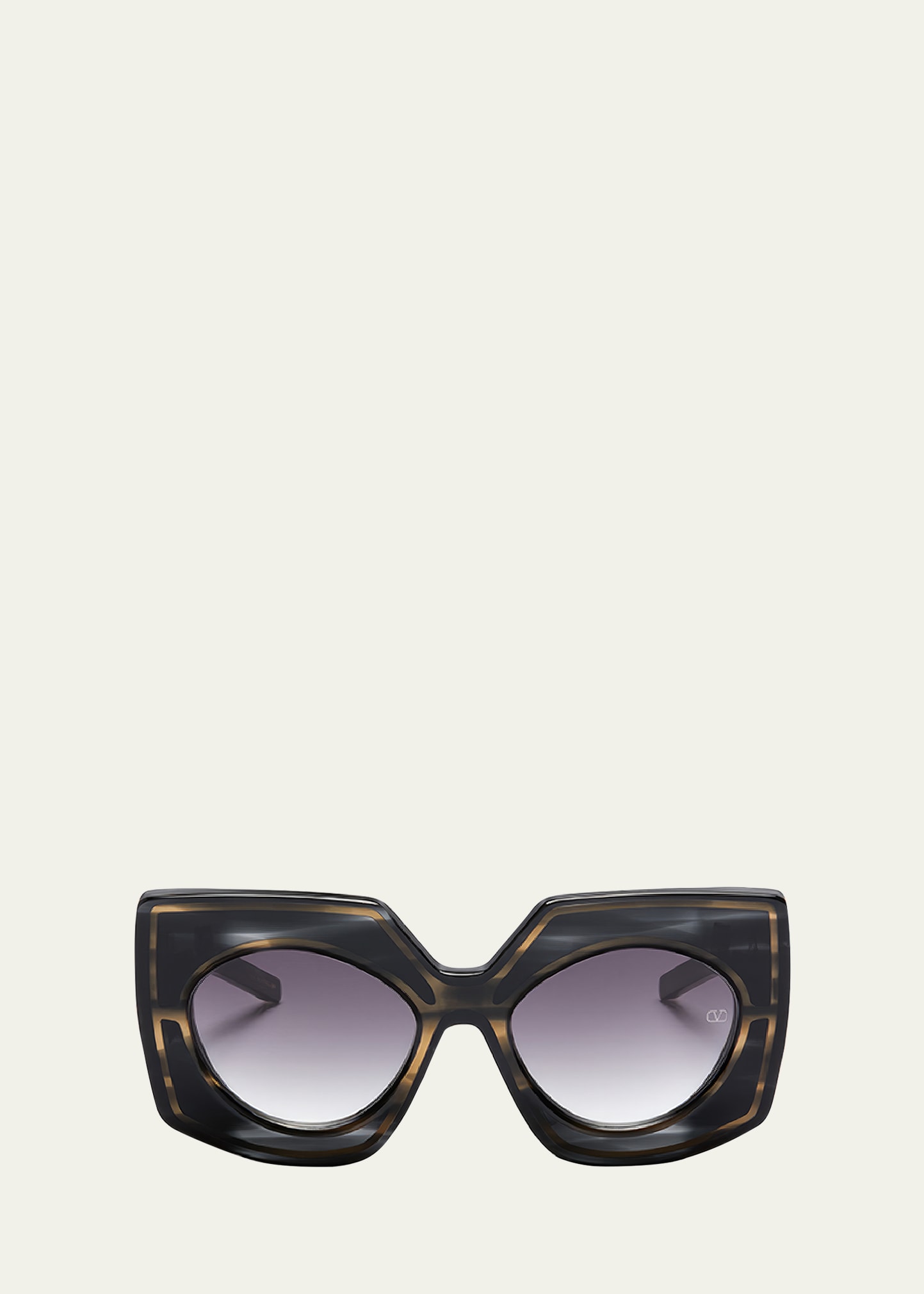 Shop Valentino V-soul Acetate Butterfly Sunglasses In Blkgld