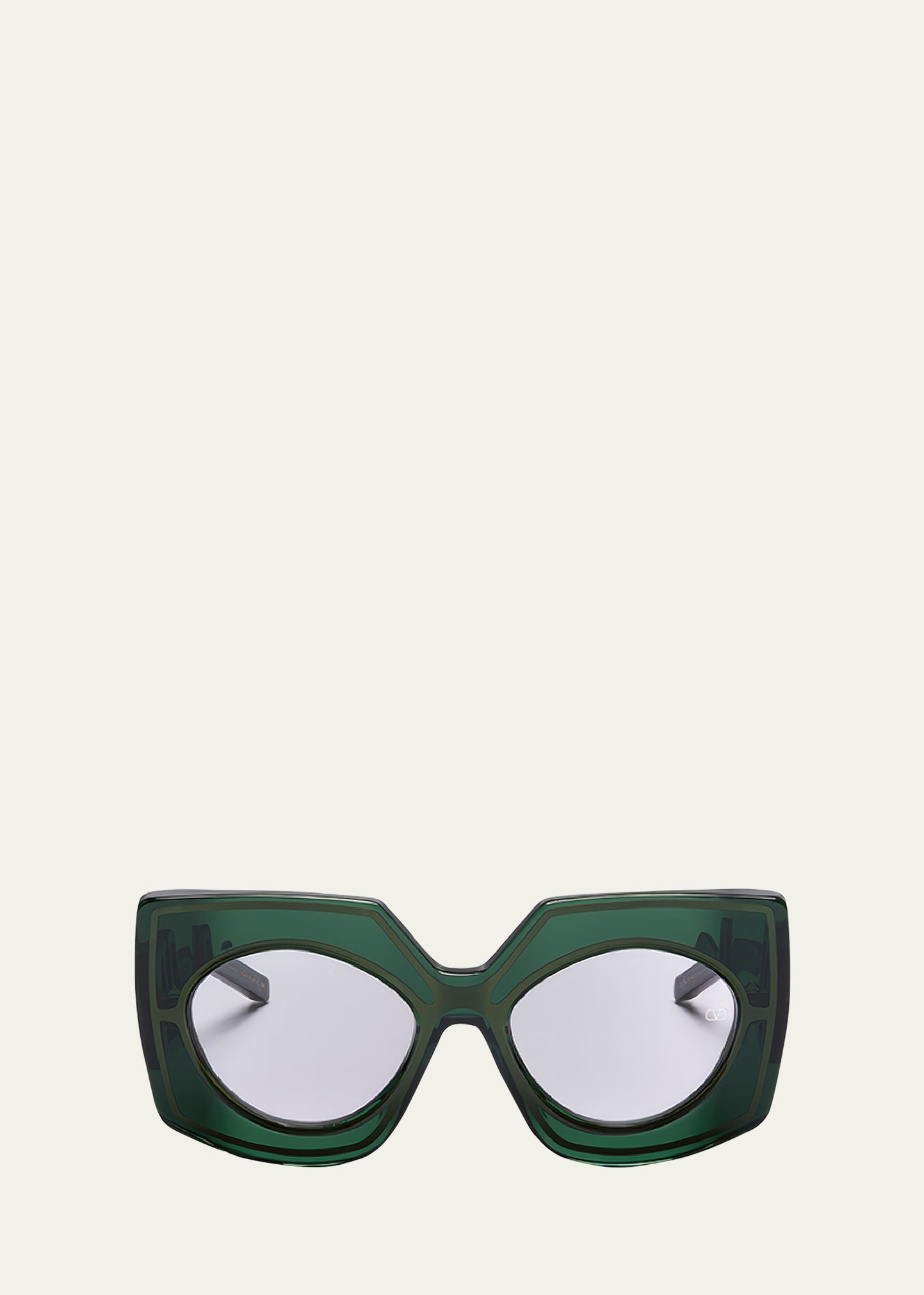 Valentino V-soul Acetate Butterfly Sunglasses In Grn Gld