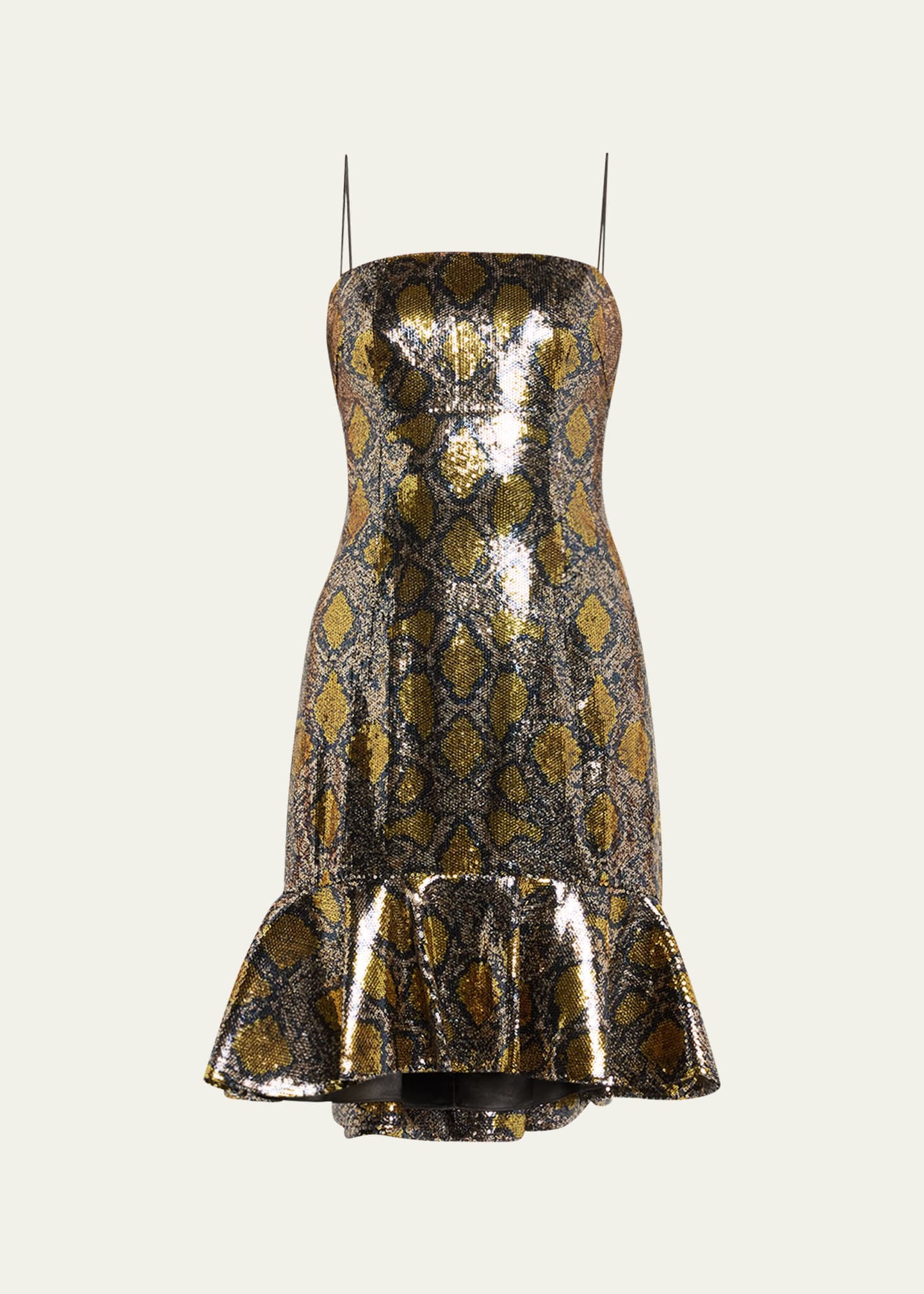Kobi Halperin Halo Snakeskin-print Sequin Mini Dress In Marigold Multi