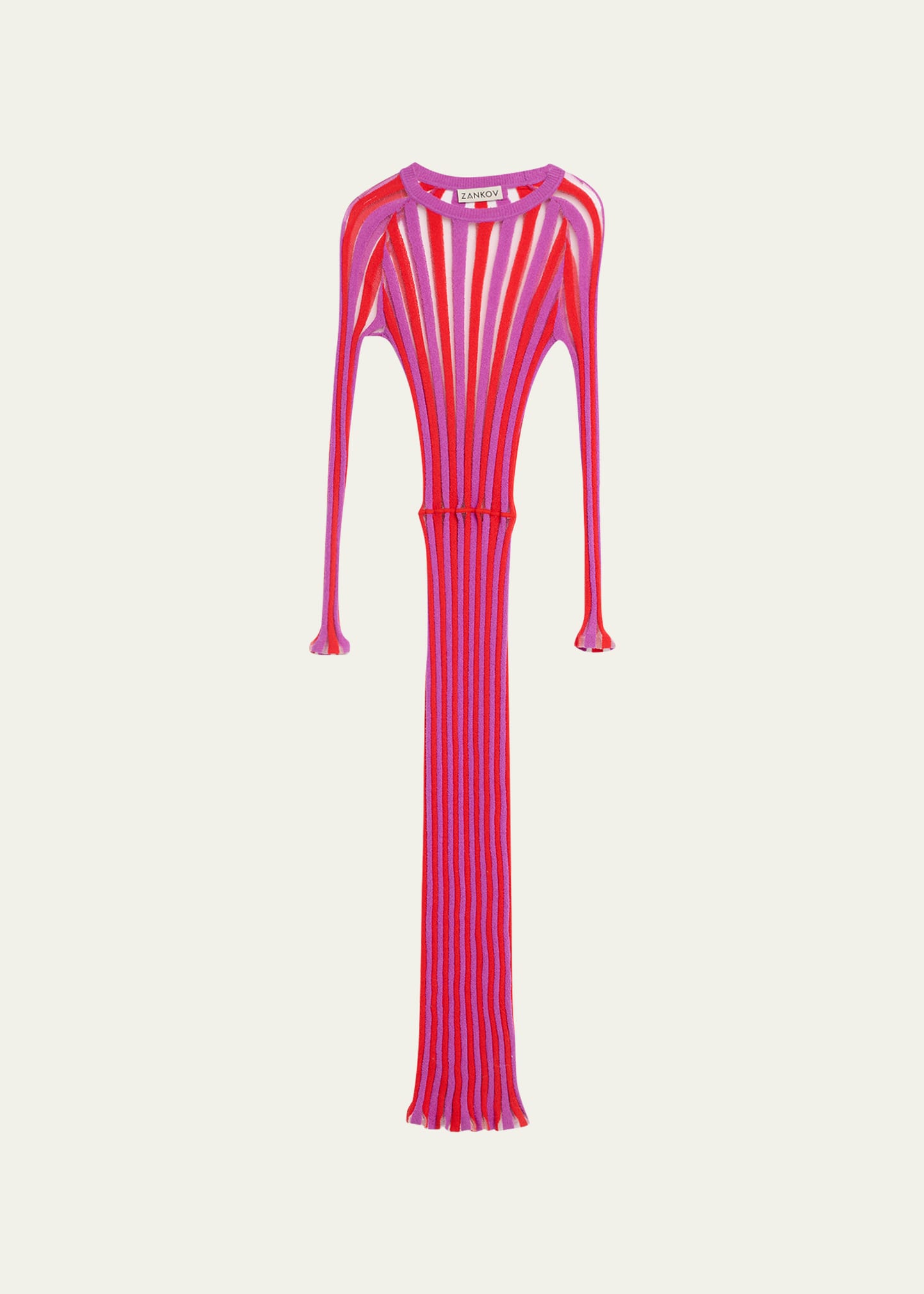 Zankov Nimes Sheer Striped Cotton-blend Midi Dress In Rhodolite Sunsto