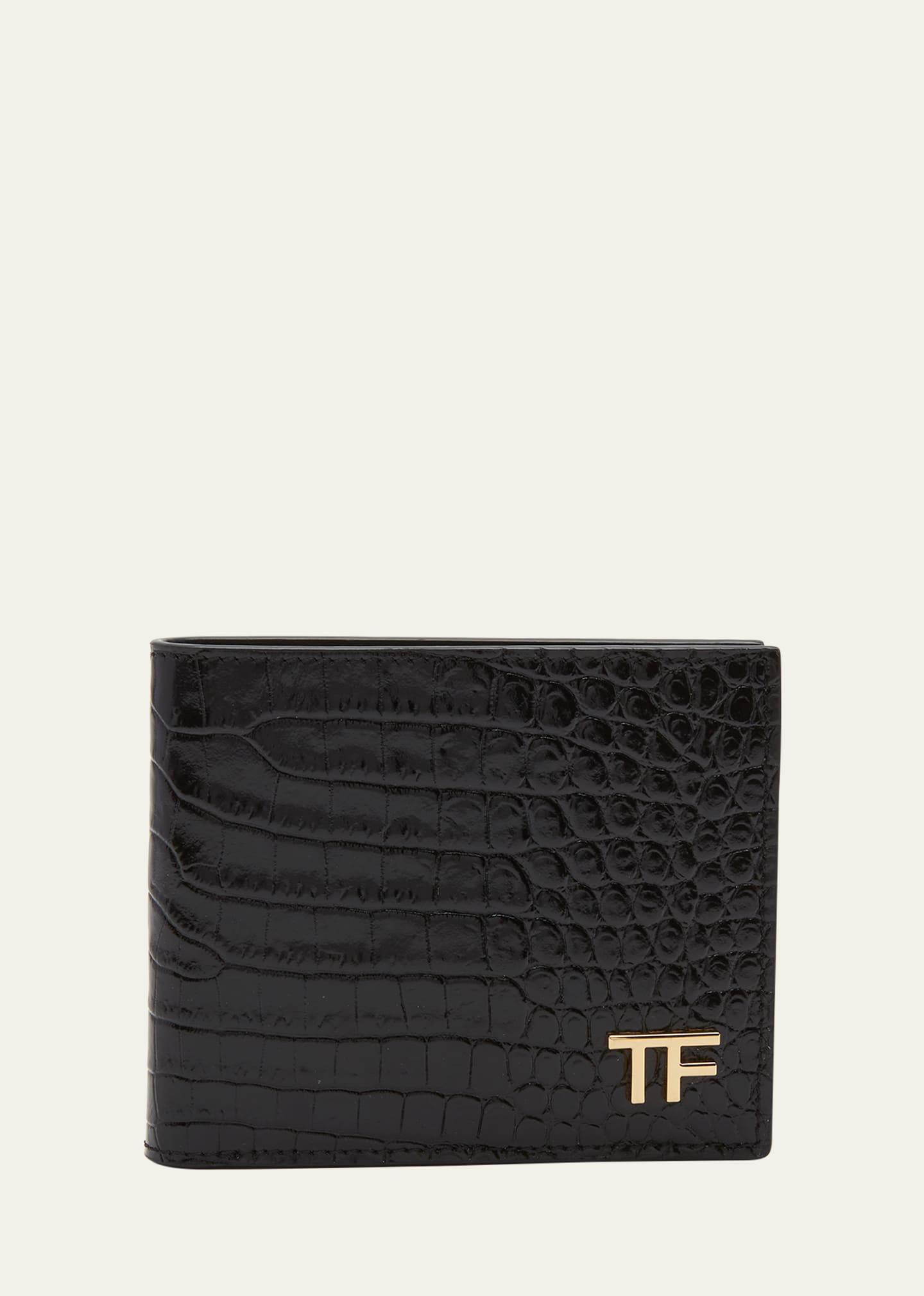 Tom Ford Men's T Line Alligator-print Bifold Wallet In 1n001 Black