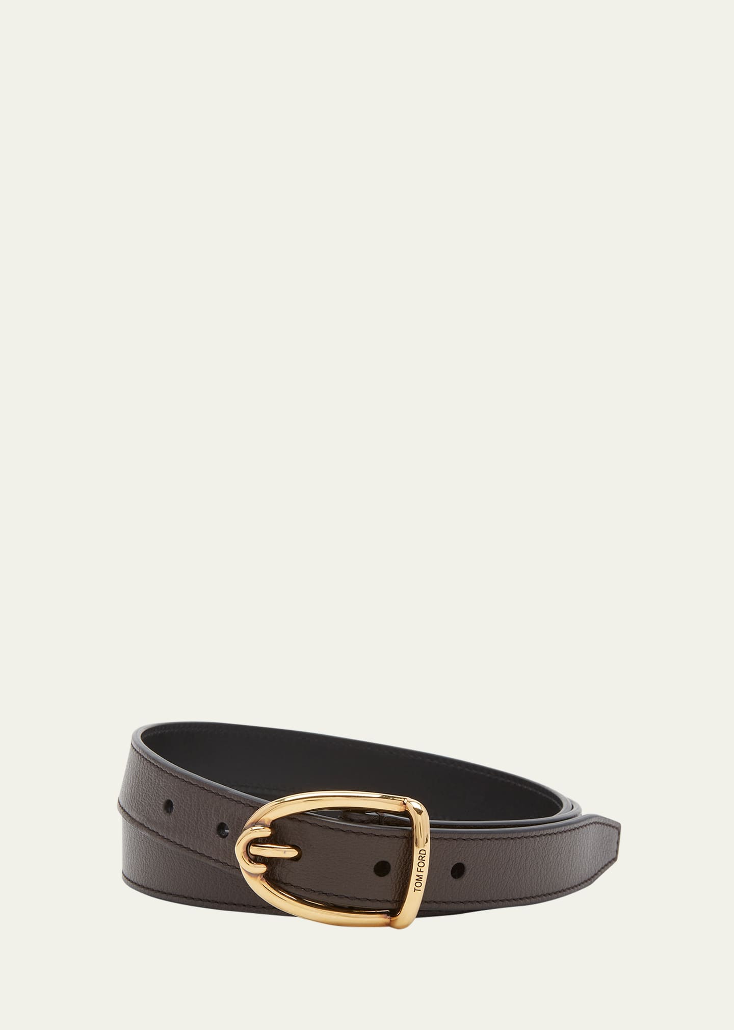 Tom Ford Men's Goat Leather Angled-buckle Belt In 1b051 Chocolate