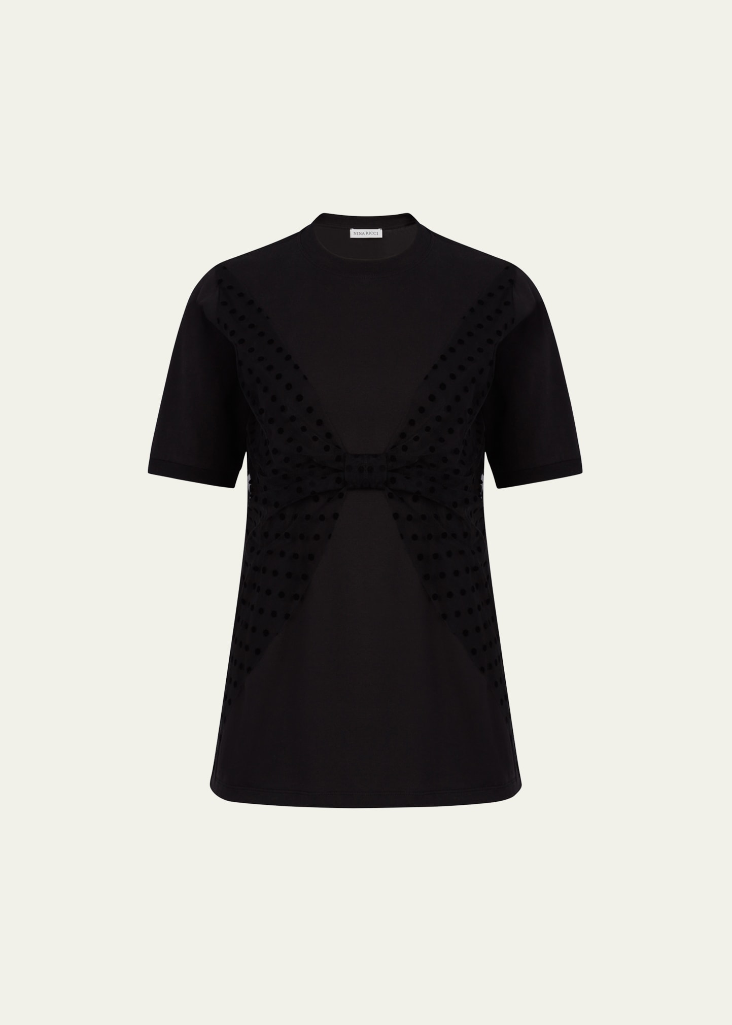 Nina Ricci T-shirt With Polka Dot Bow In U9000 Black