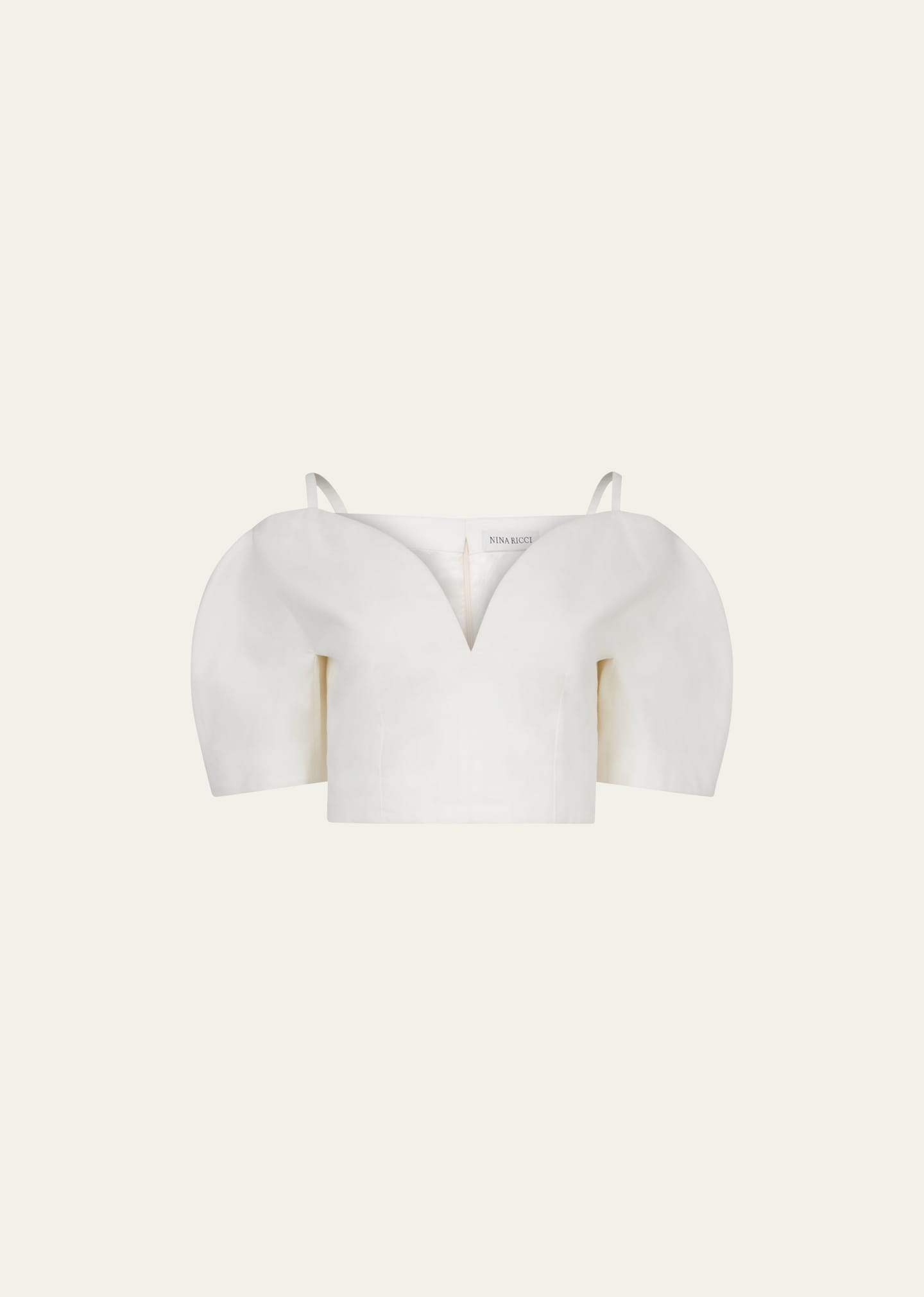 Shop Nina Ricci Cold-shoulder Cocoon Sleeve Crop Top In U1200 Natural