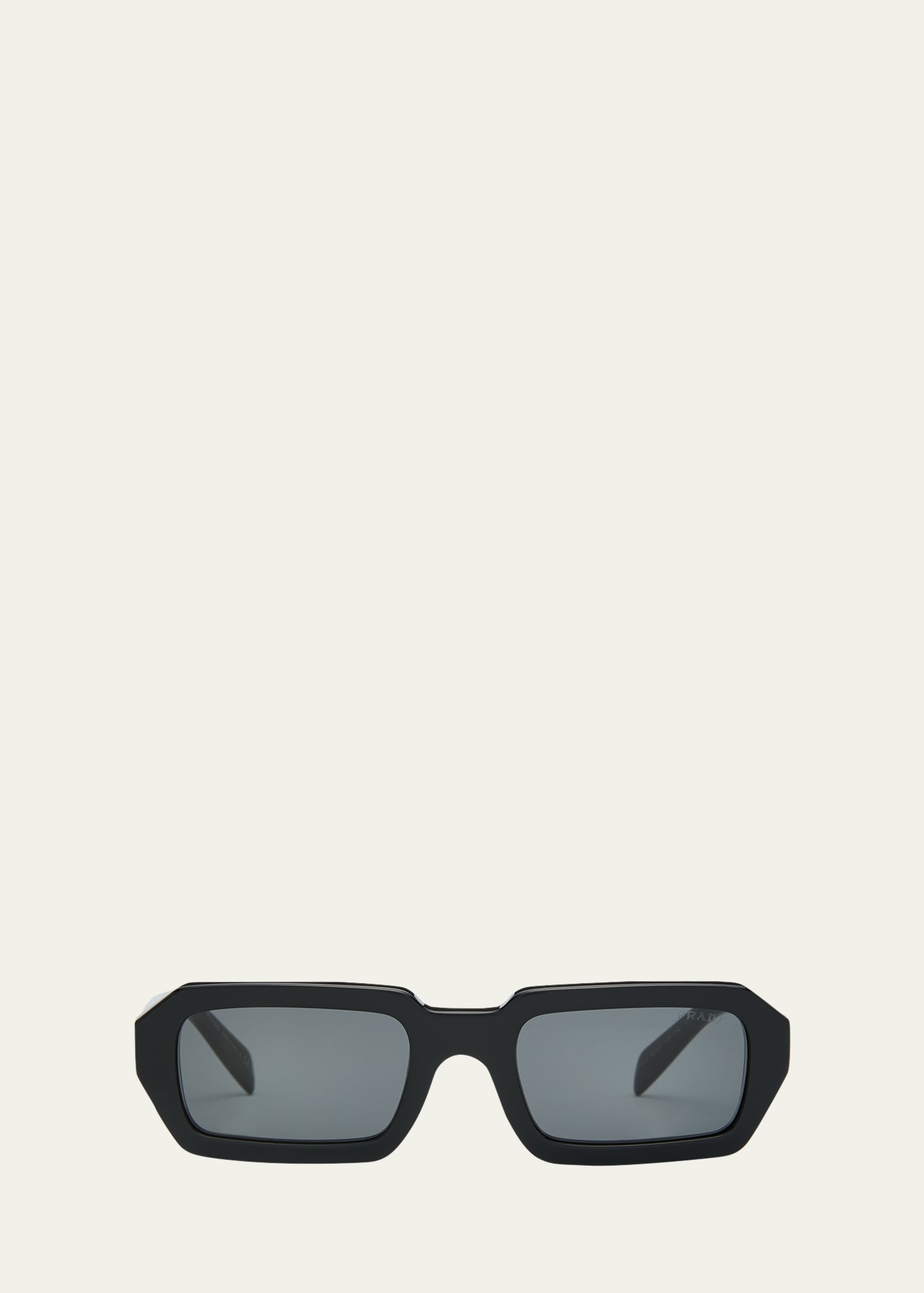 Prada Men's Acetate Rectangle Sunglasses In Dark Grey/black