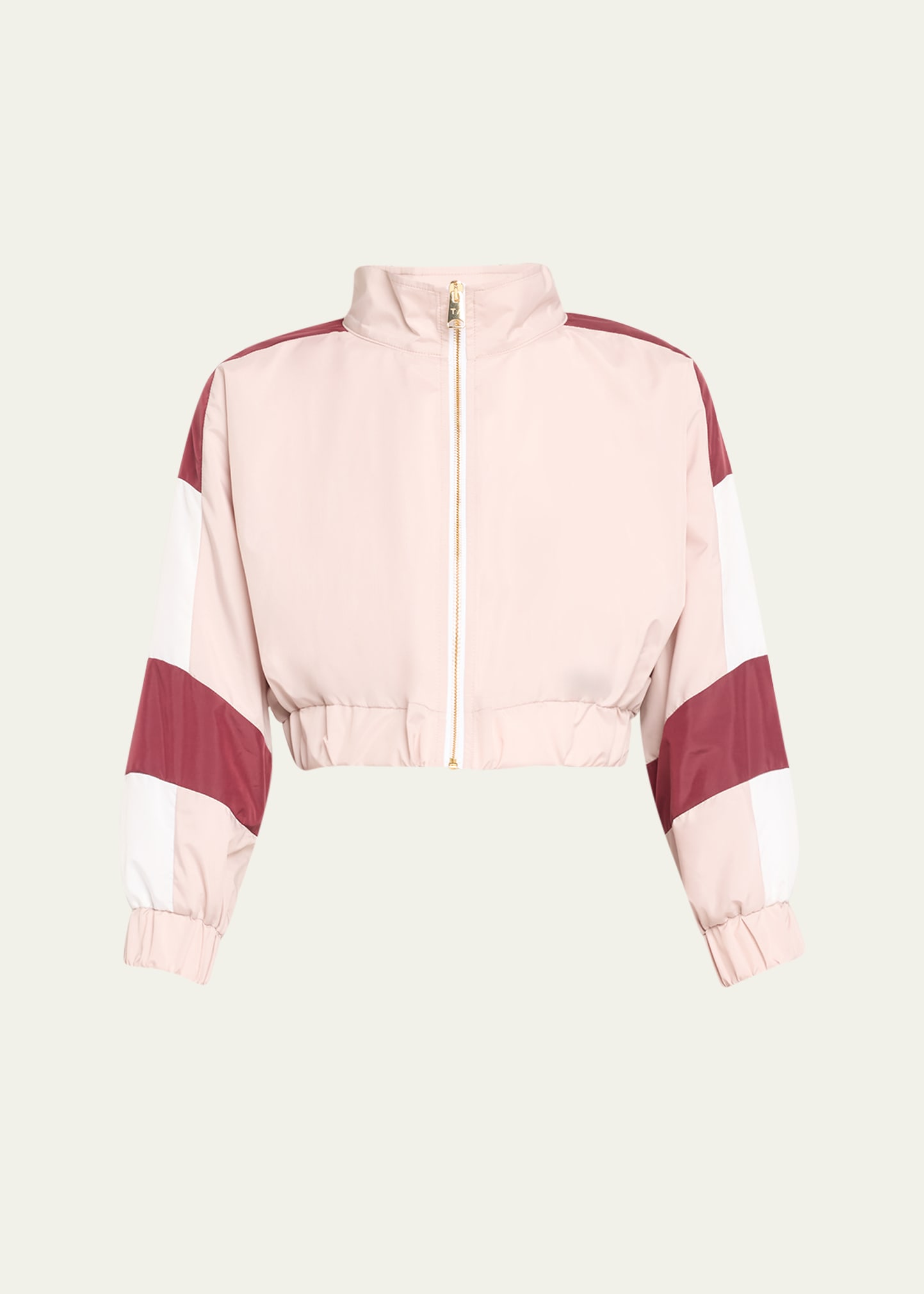 Tracy Anderson Micro Cropped Colorblock Track Jacket In Blush