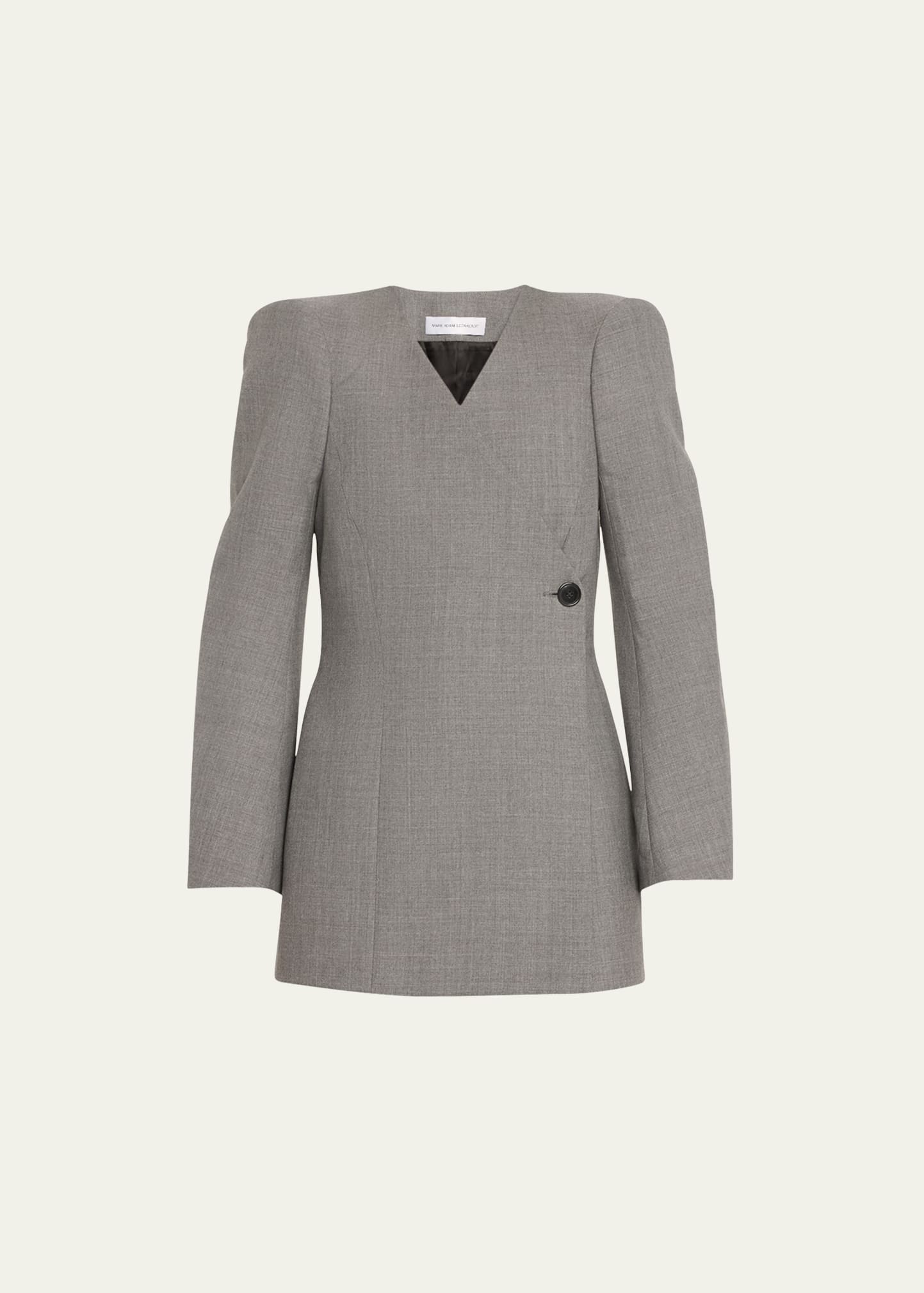 Marie Adam-leenaerdt Tailored Jacket With Shoulde In 8000 Grey