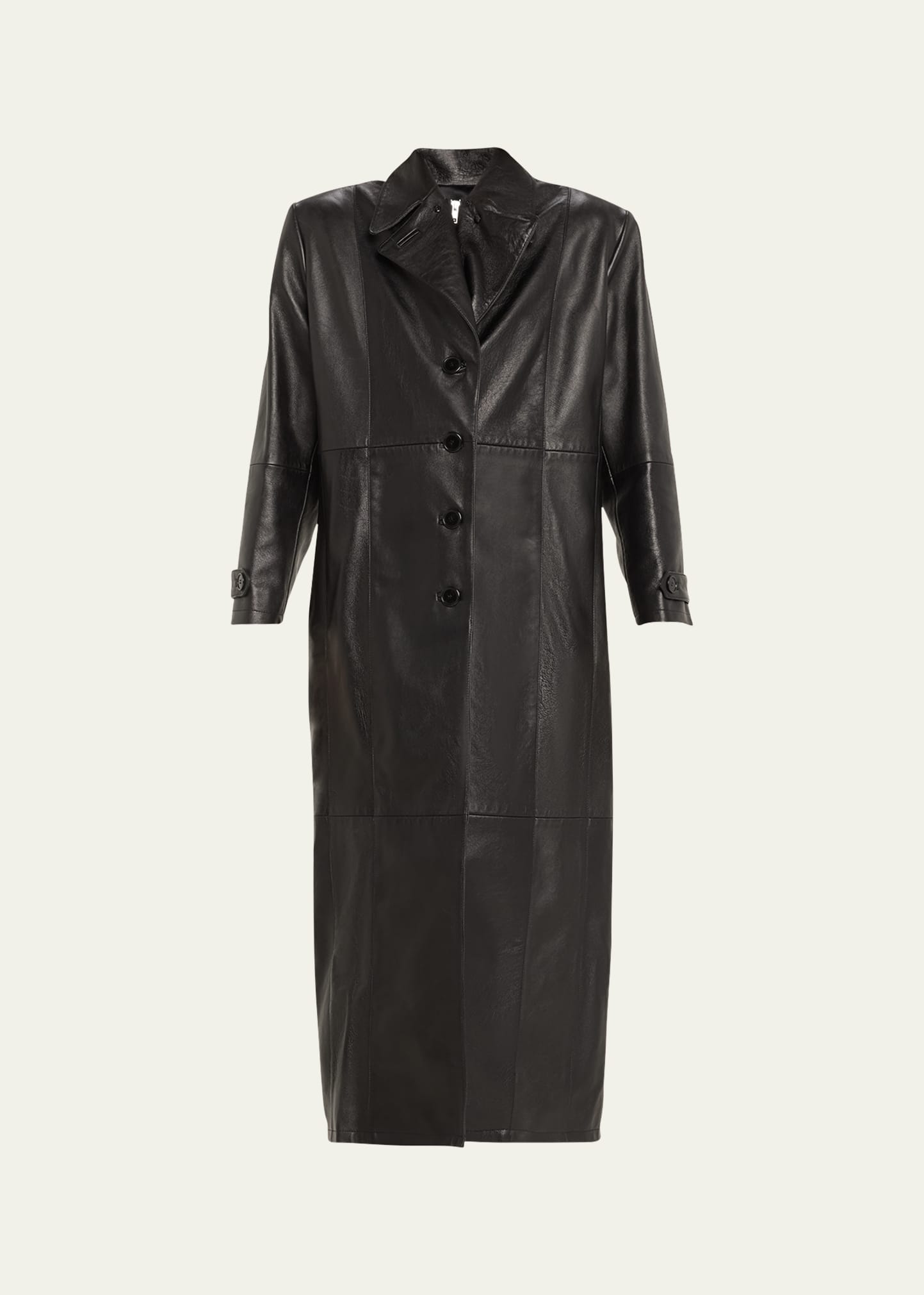 Marie Adam-leenaerdt Pinched Leather Coat In 9999 Black