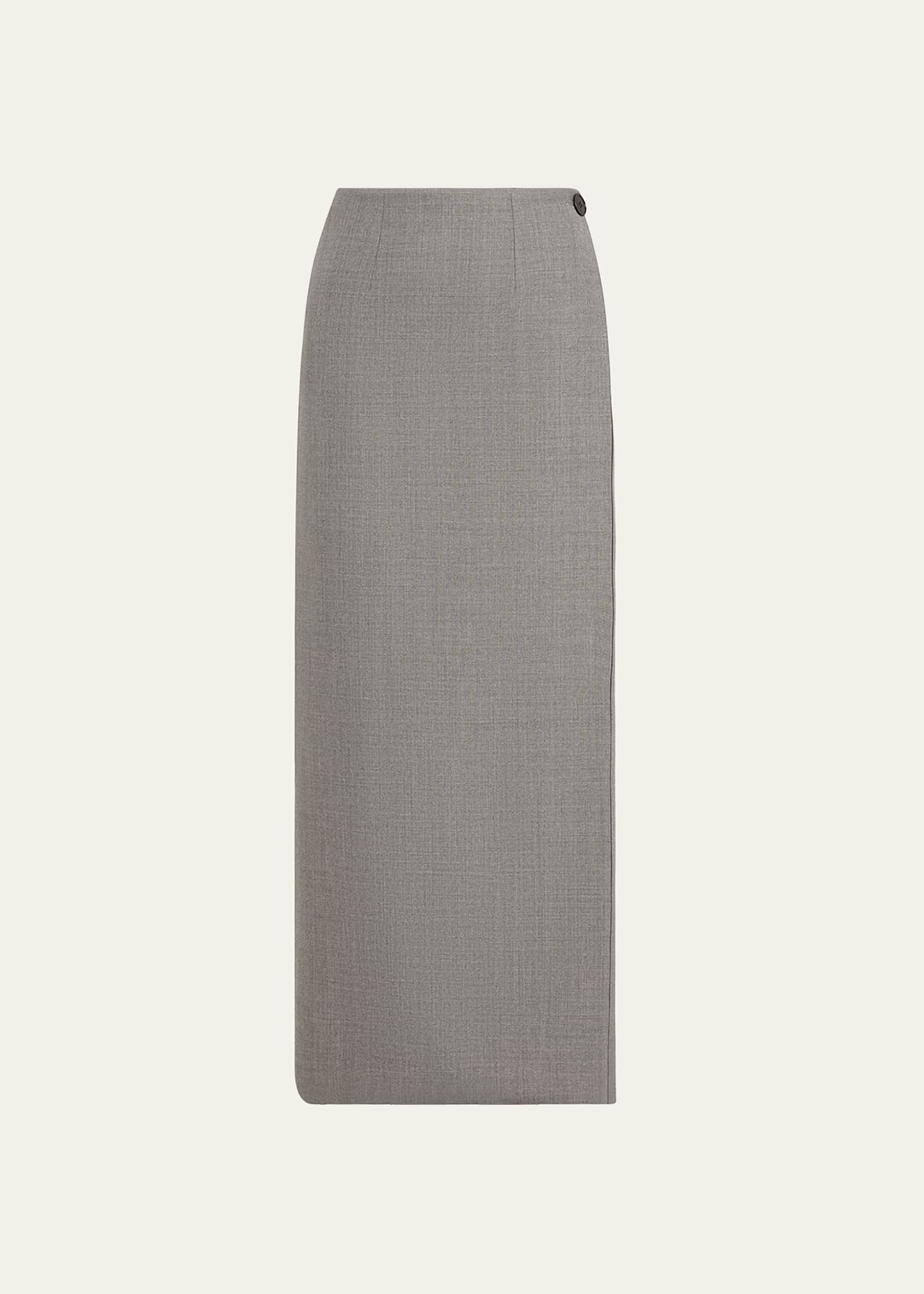 Marie Adam-leenaerdt Reversible Wool Maxi Skirt Suit In 8055 Grey/black