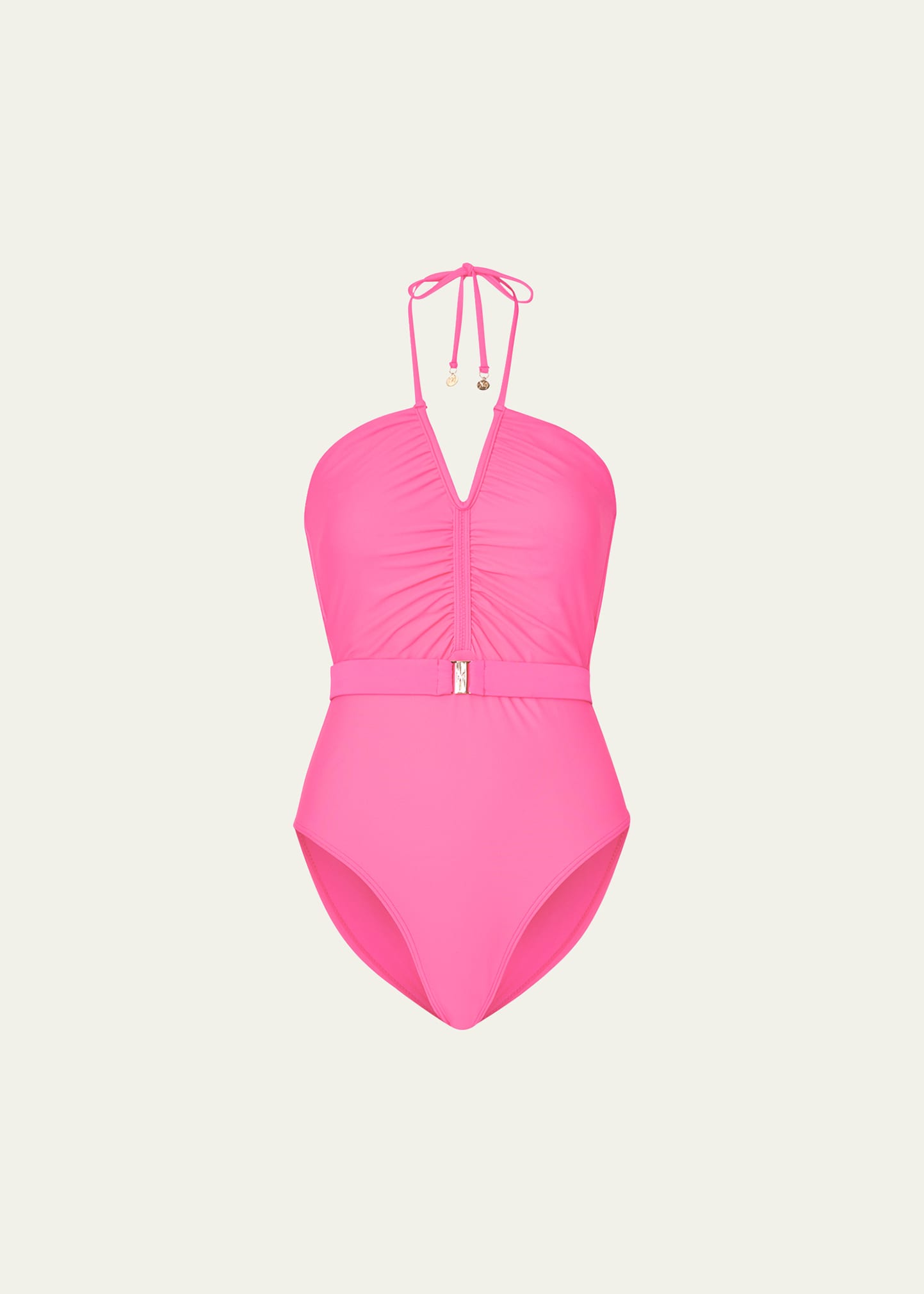 Ruched Halter One-Piece Swimsuit