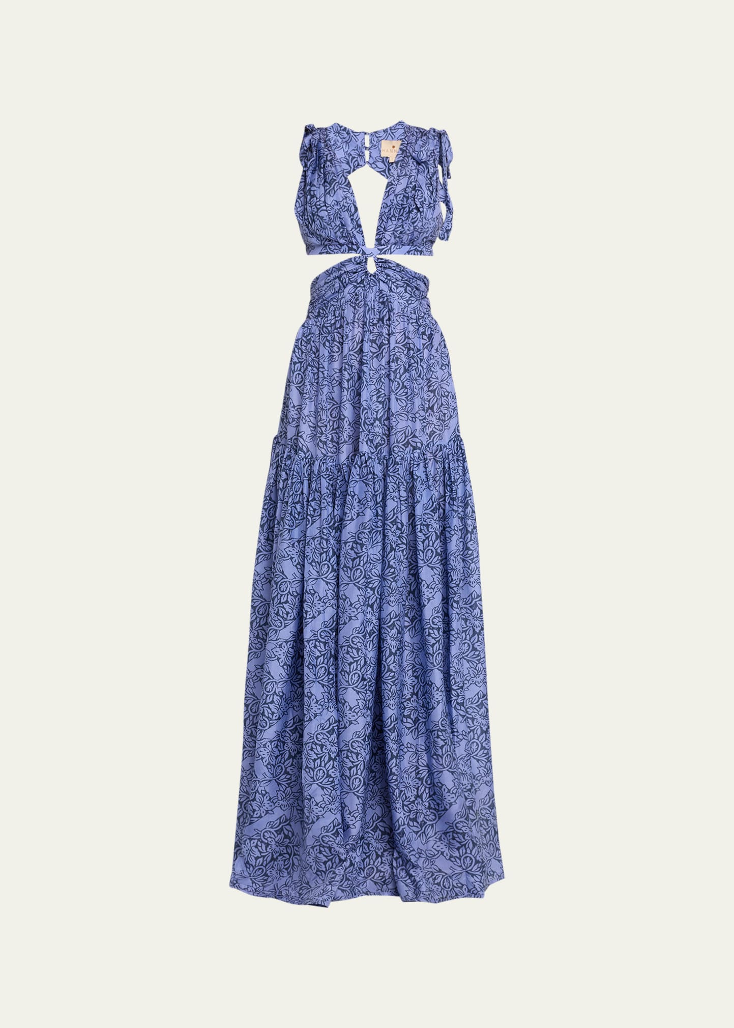 Amelie Cutout Printed Silk Sleeveless Maxi Dress