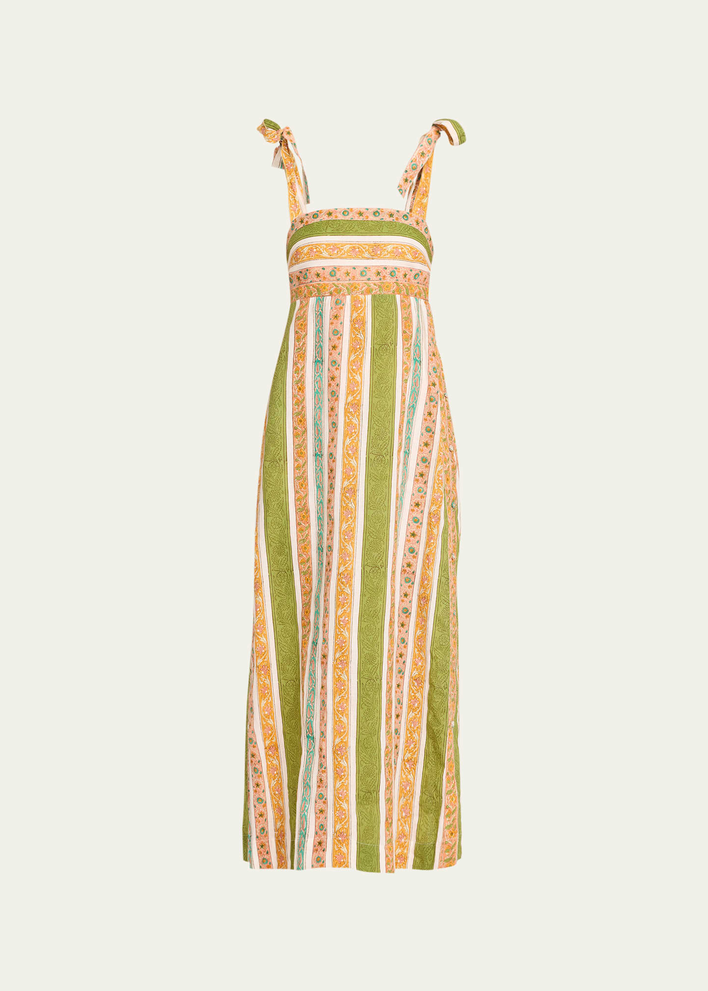 Hannah Artwear Tali Tie-Shoulder Printed Linen Maxi Dress Smart