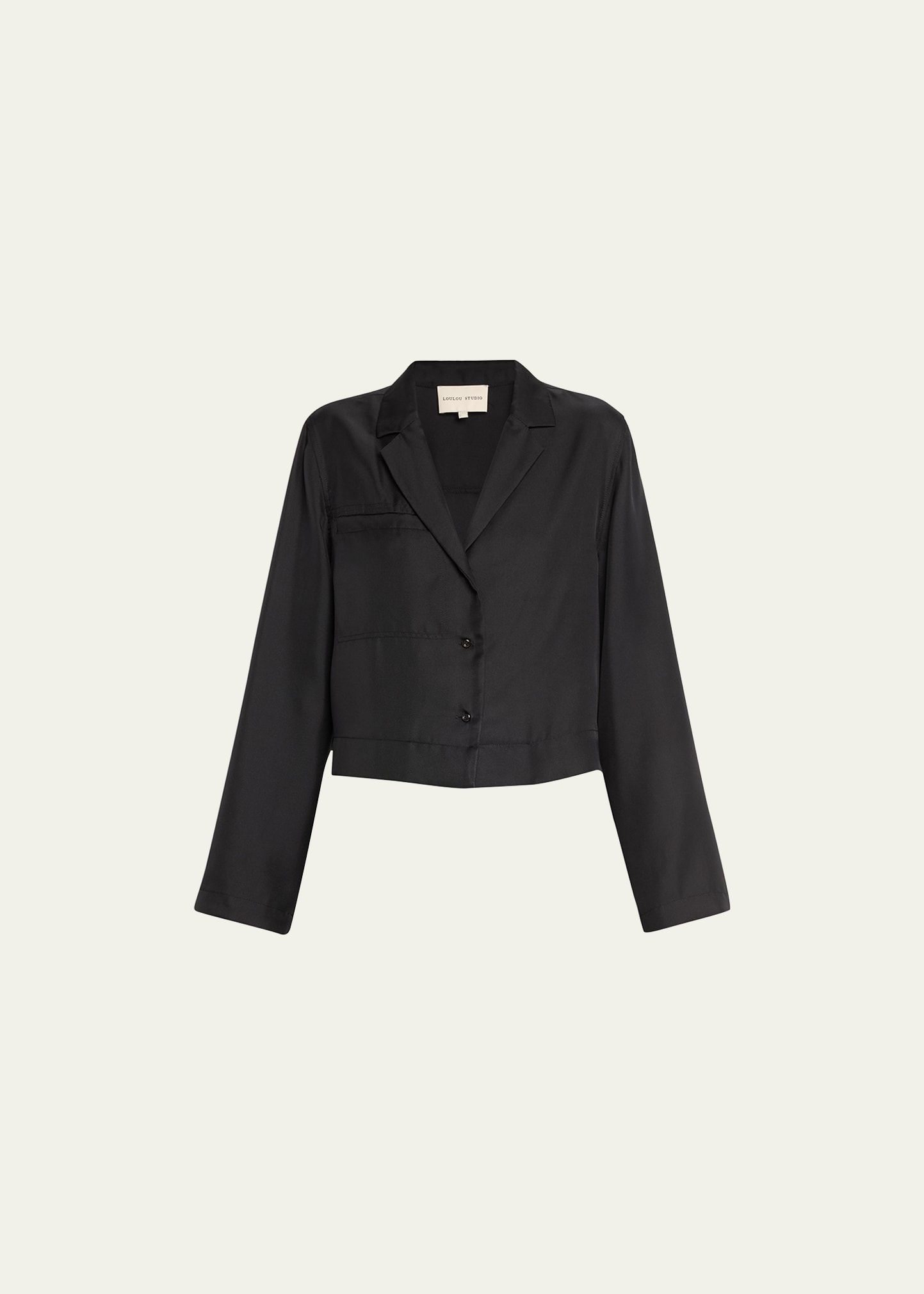 Loulou Studio Notched Silk Shirt In Black