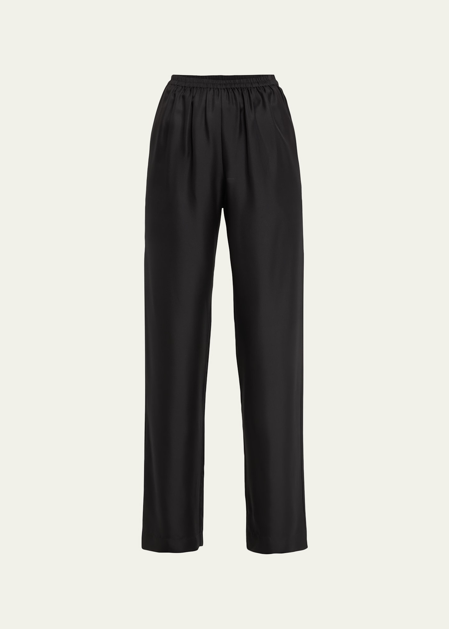 Shop Loulou Studio Elastic Waist Straight-leg Silk Pants In Black