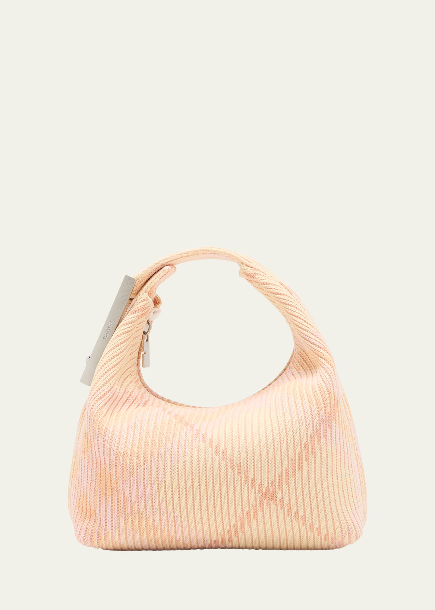 Shop Burberry Check Knitted Top-handle Bag In Sherbet