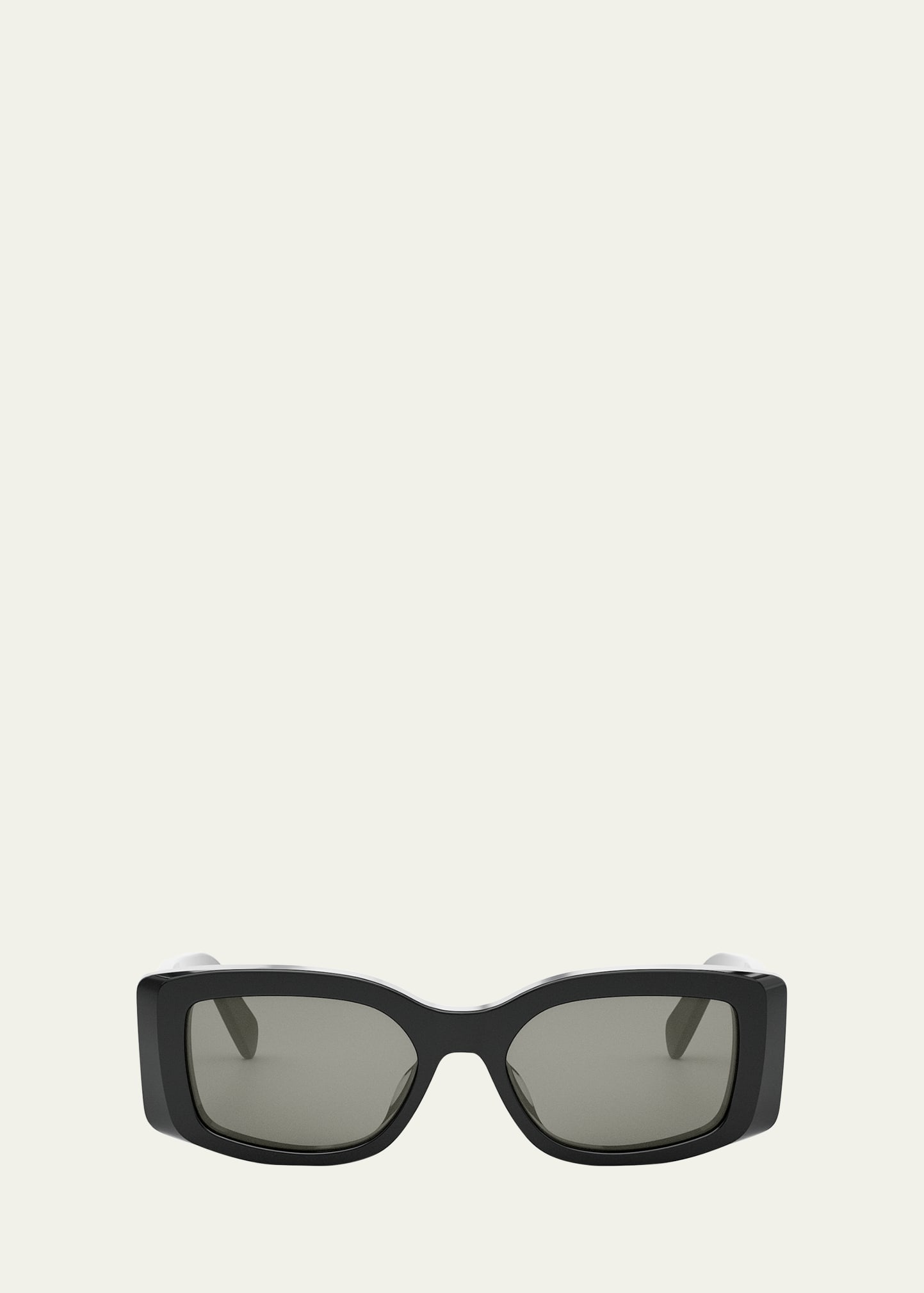 Shop Celine Triomphe Acetate Rectangle Sunglasses In Shiny Black Smo