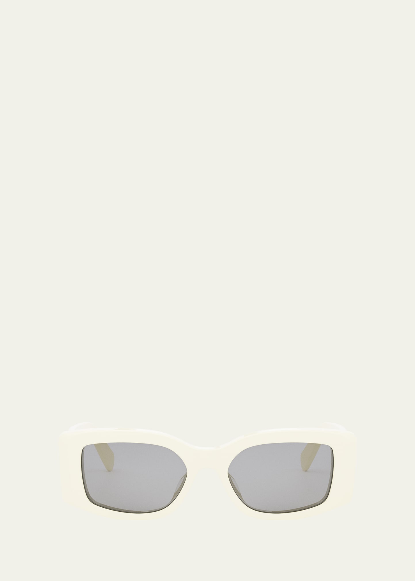 Shop Celine Triomphe Acetate Rectangle Sunglasses In Ivory Smoke