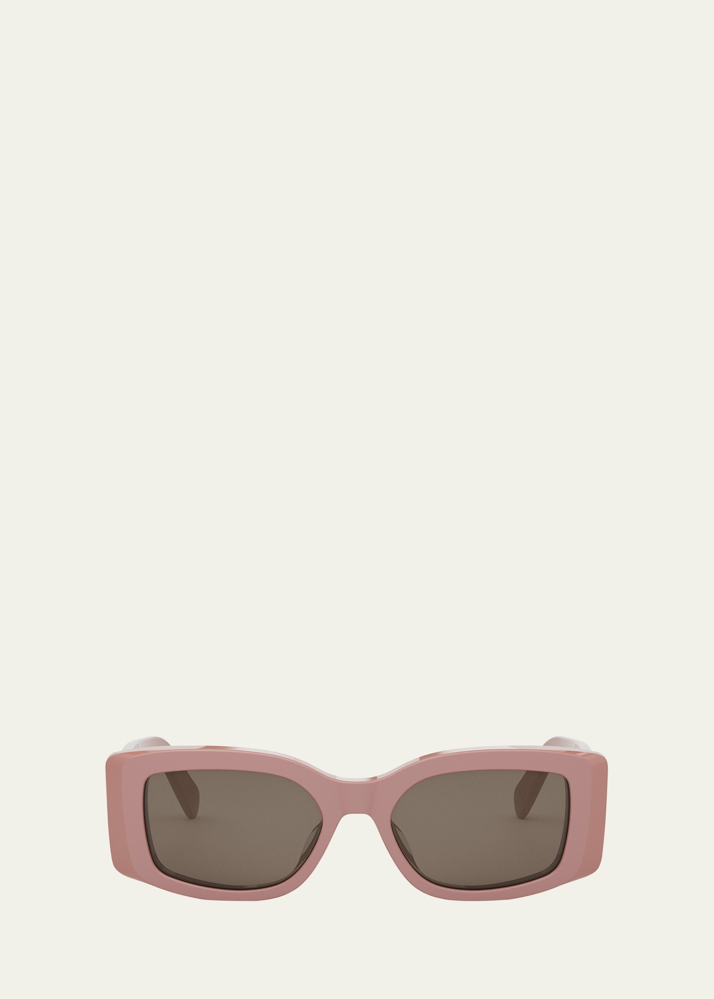 Shop Celine Triomphe Acetate Rectangle Sunglasses In Shiny Pink Brown