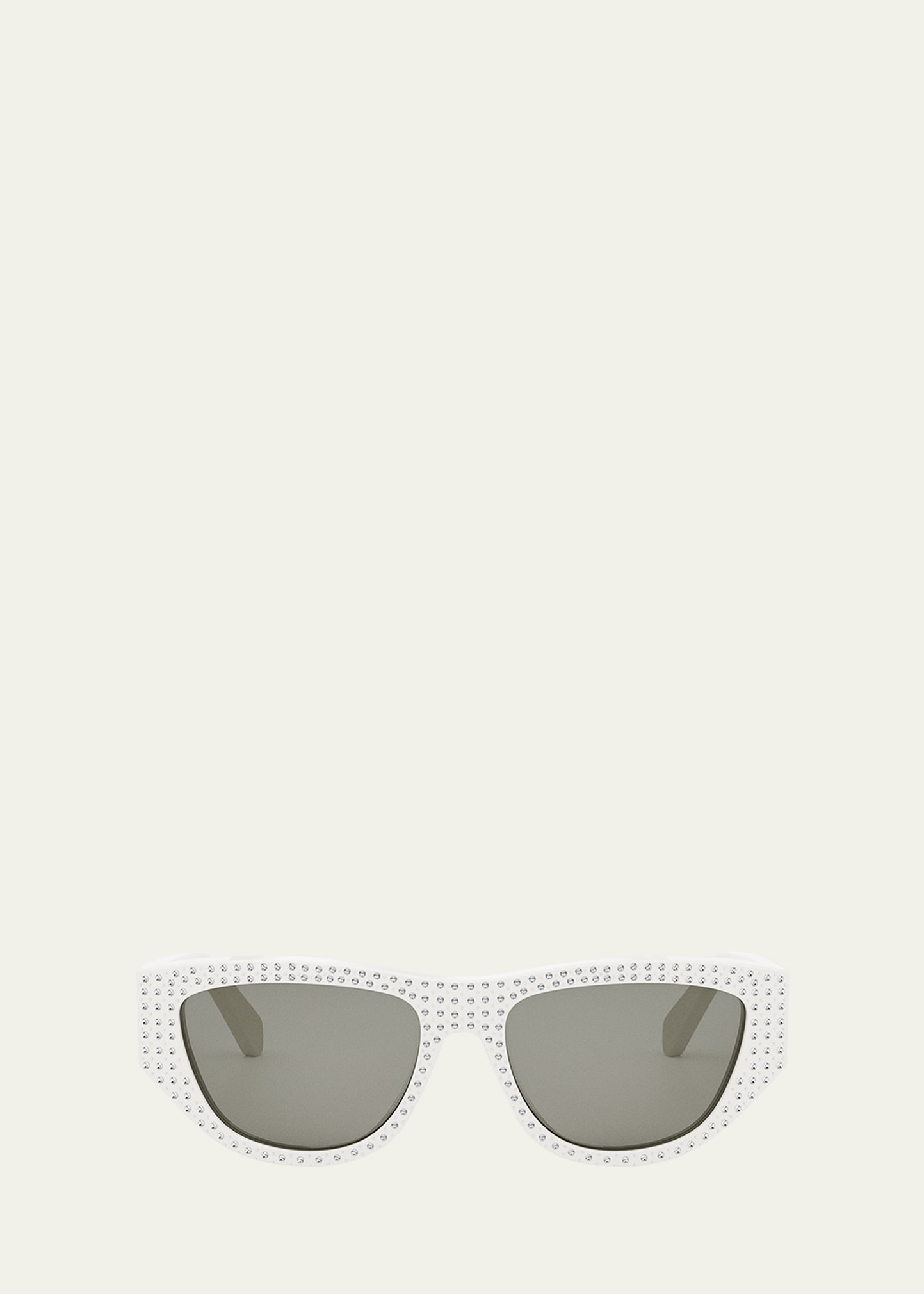 Shop Celine Animation Embellished Acetate Cat-eye Sunglasses In Ivory Smoke