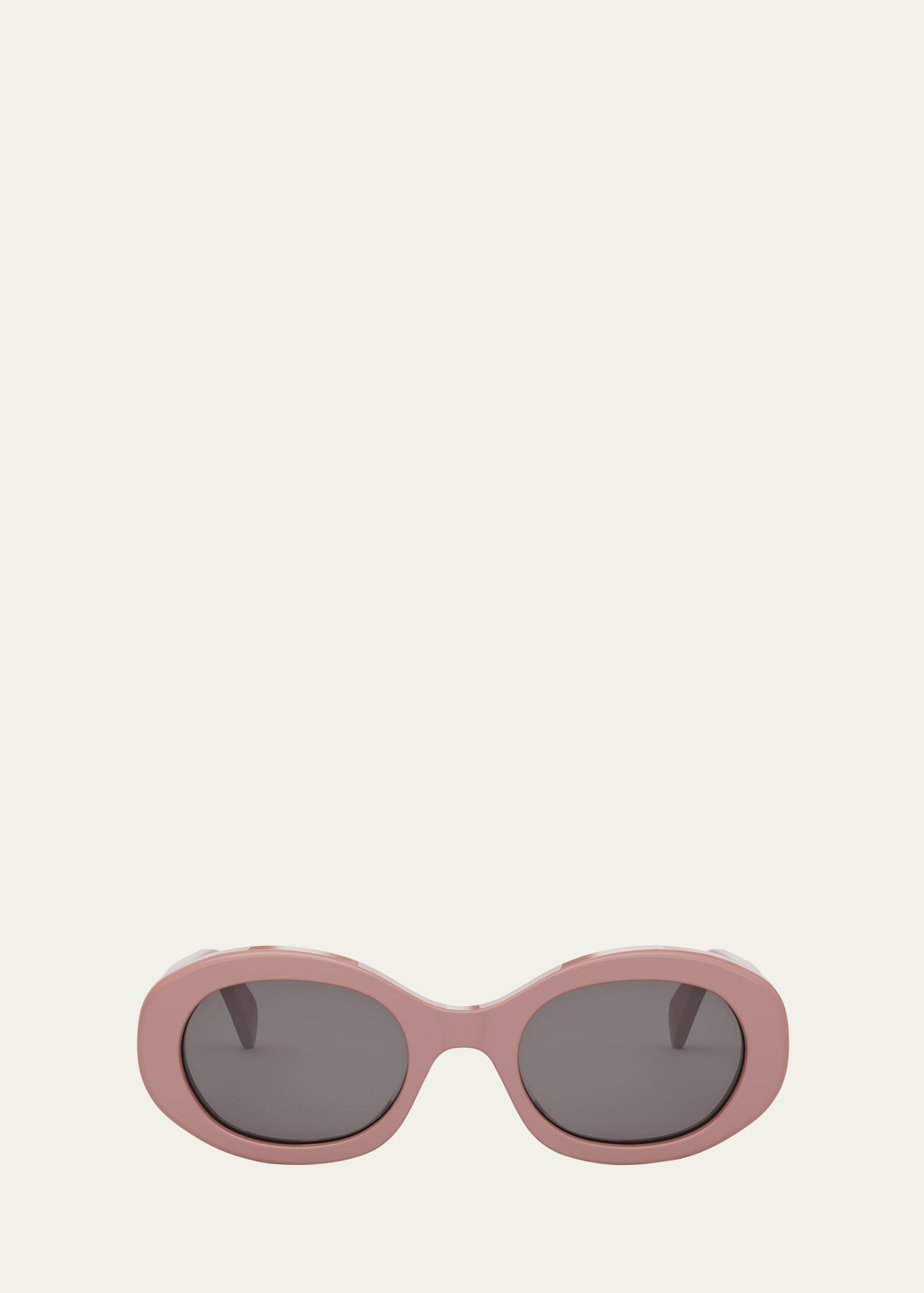 Shop Celine Triomphe Acetate Oval Sunglasses In Shiny Pink Smoke