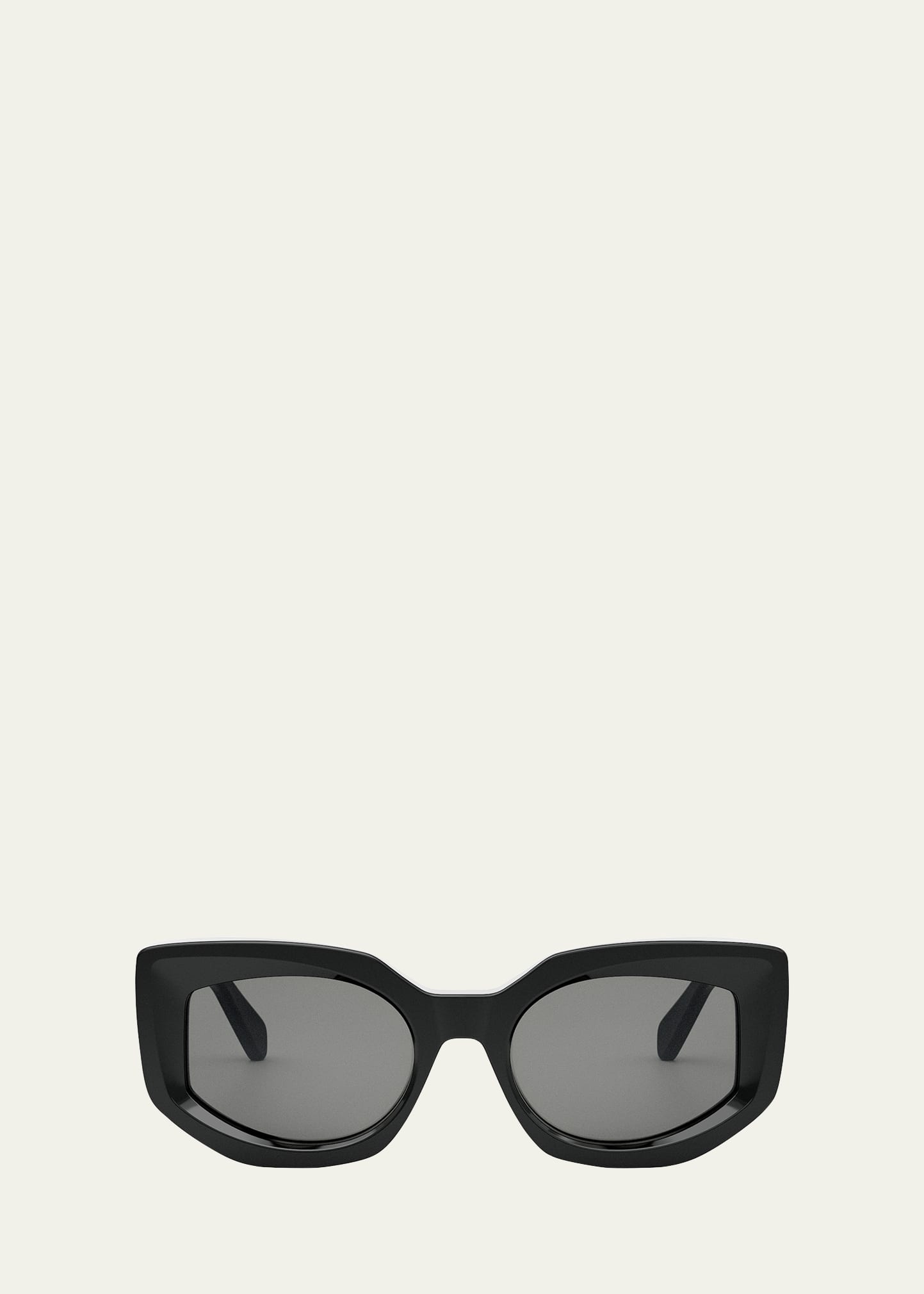 Shop Celine Bold 3 Dots Acetate Butterfly Sunglasses In Shiny Black Smoke