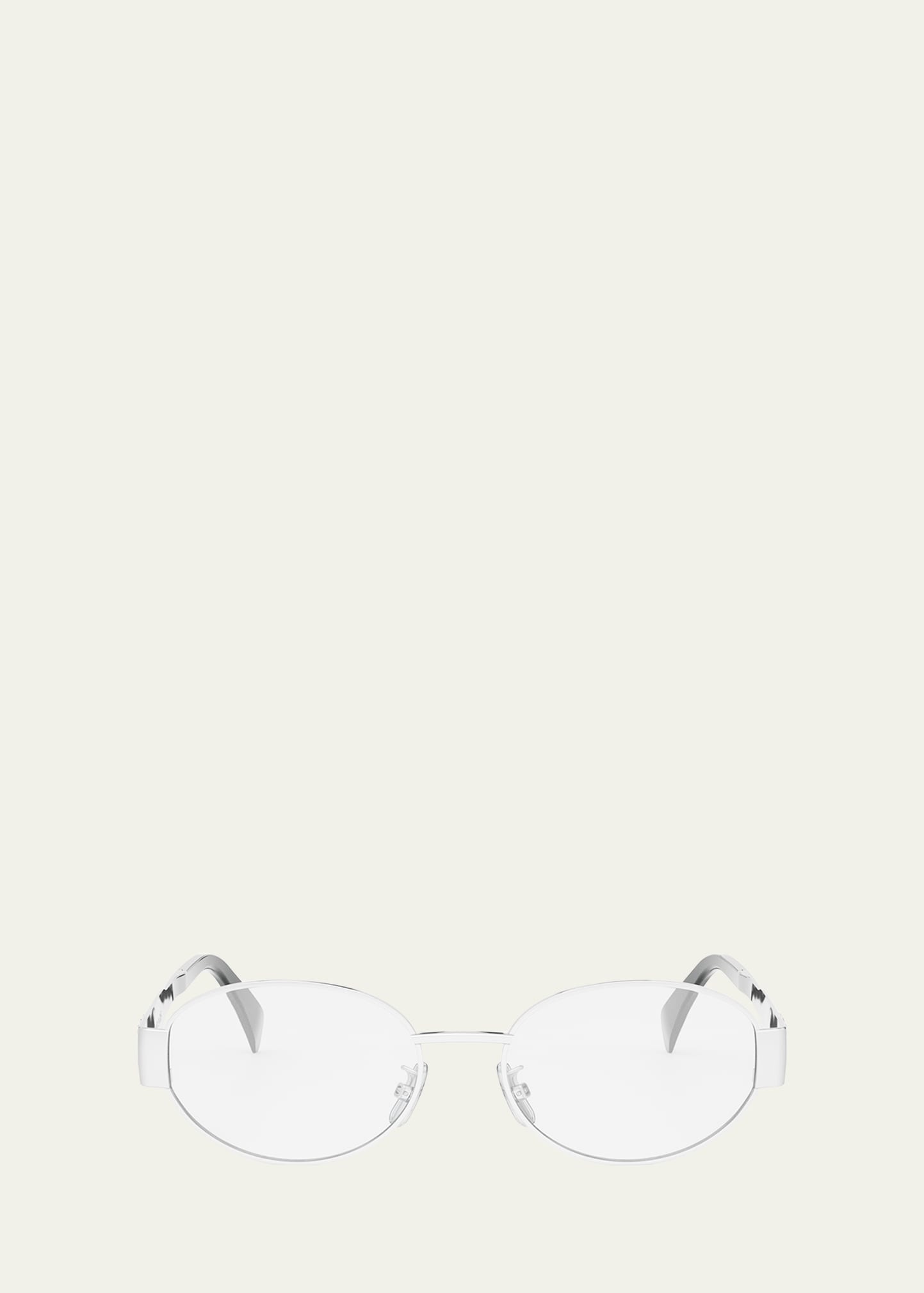 Celine Triomphe Metal Oval Glasses In Shiny Palladium
