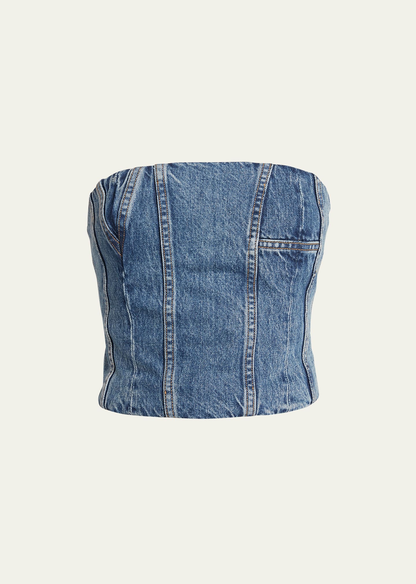 Shop Amiri Ma Denim Bustier In River Indigo