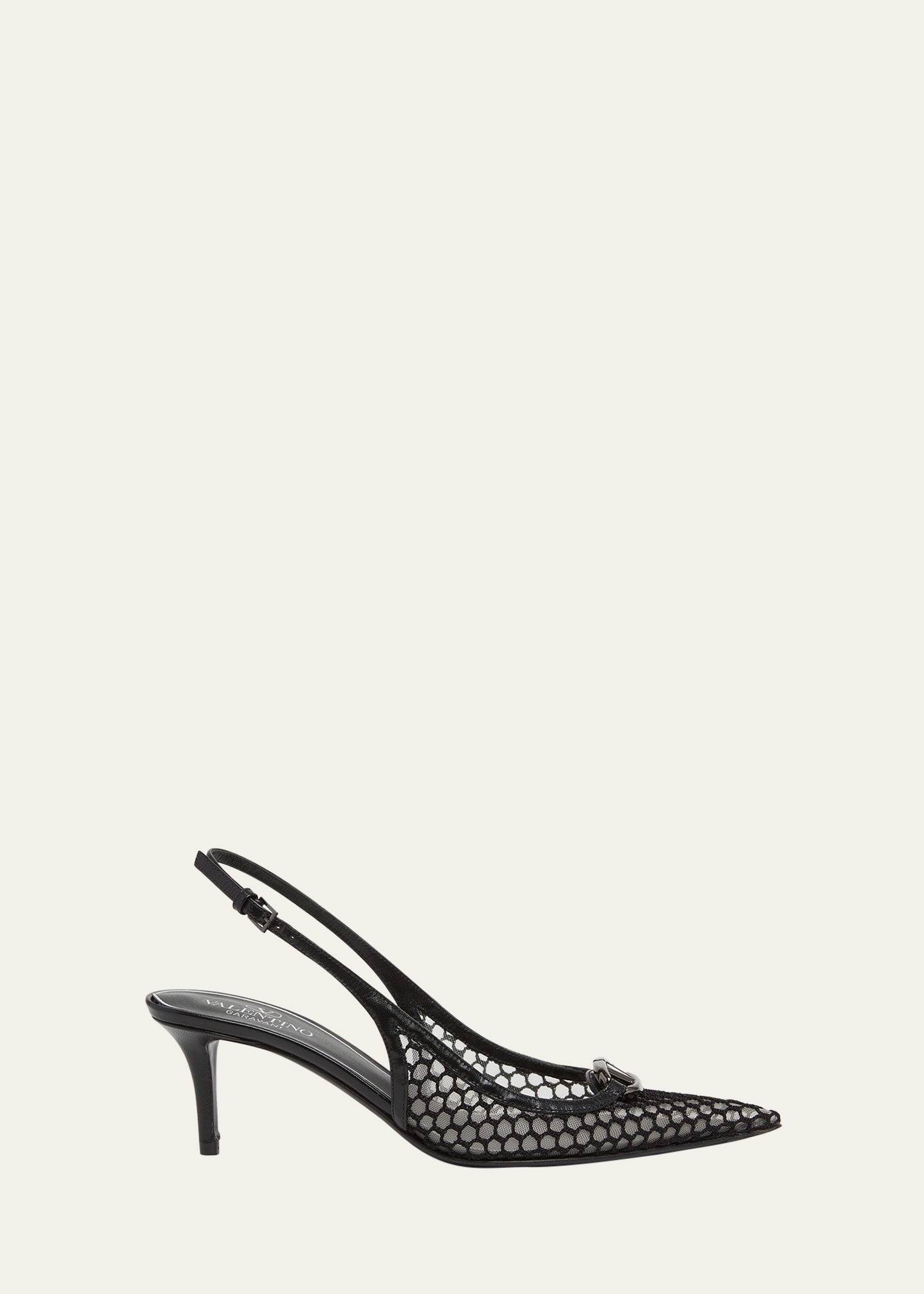 Valentino Garavani Vlogo Medallion Net Slingback Pumps In 0no Nero