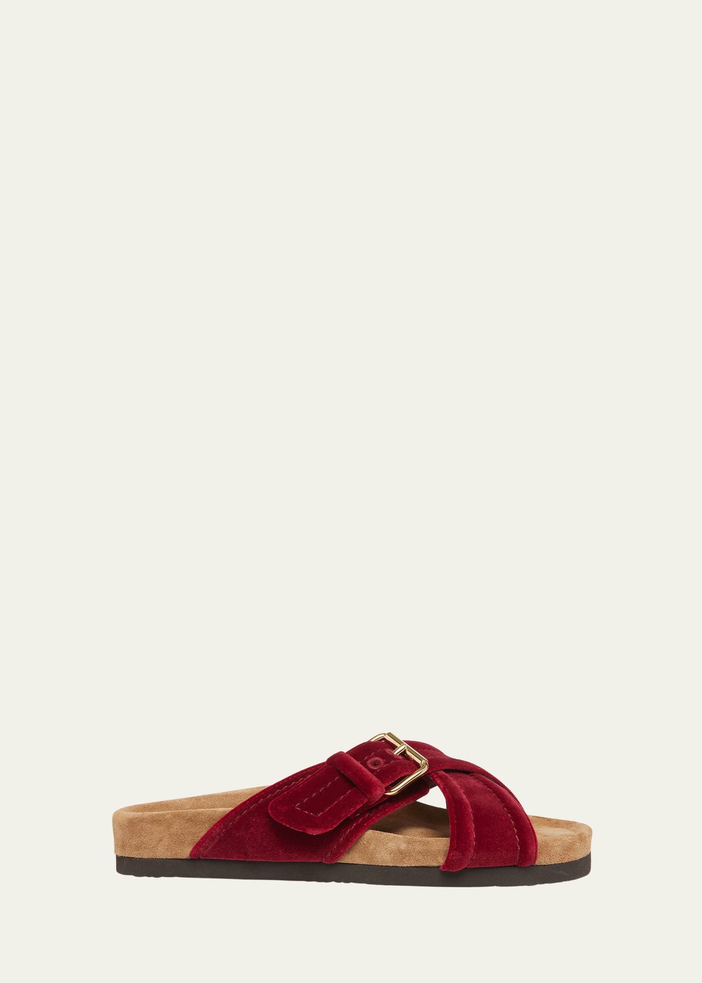 Shop Valentino Anywhere Crisscross Buckle Slide Sandals In Cerise Red