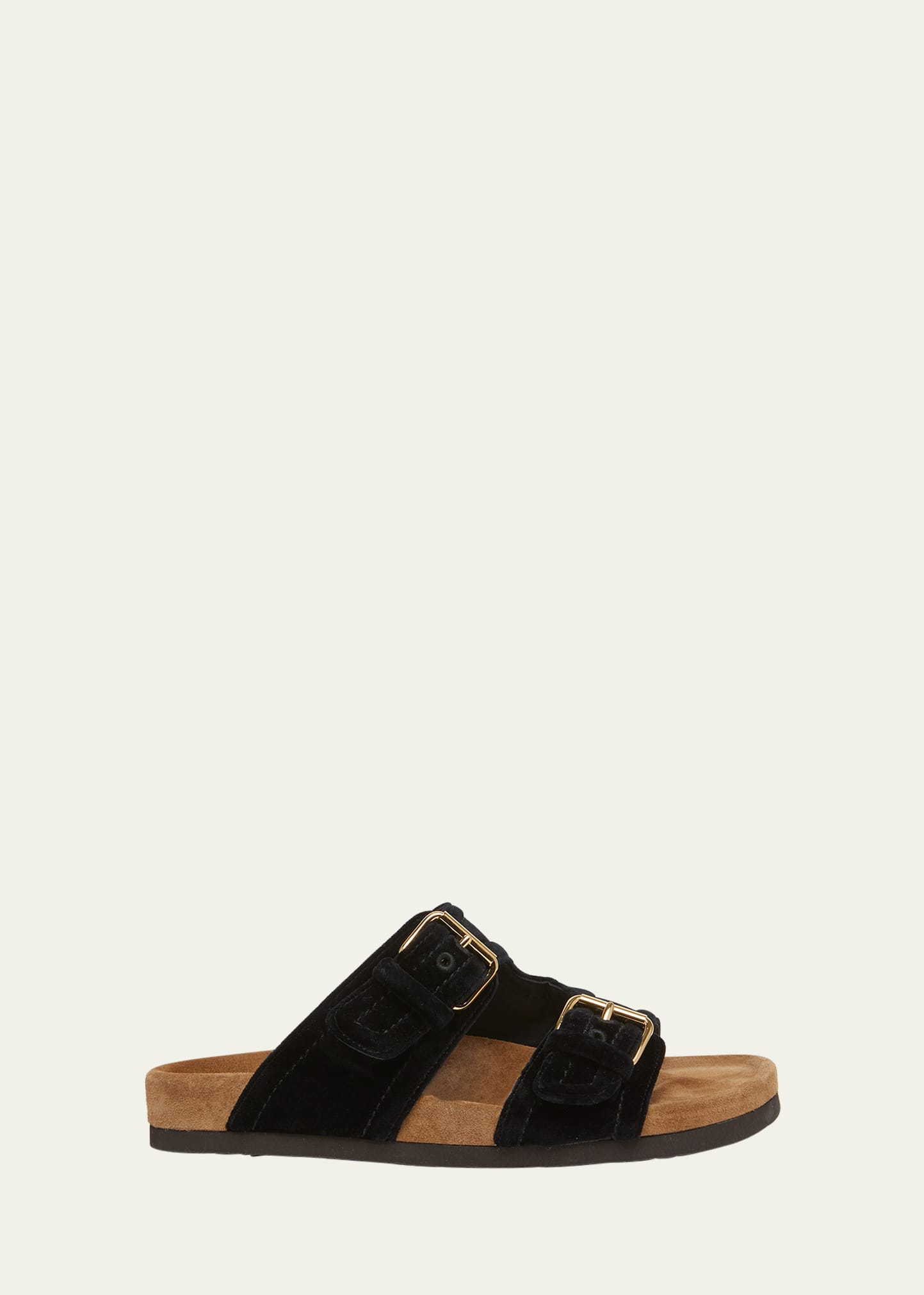 Shop Valentino Anywhere Suede Dual-buckle Slide Sandals In Nero/sigaro