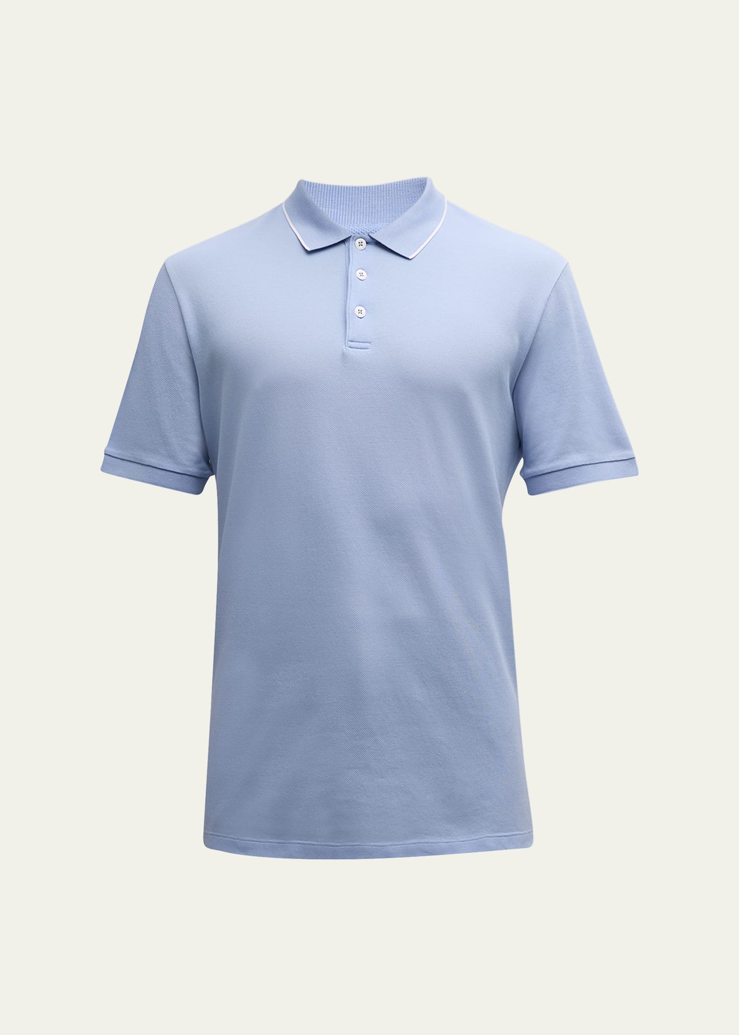 Shop Giorgio Armani Men's Tipped Polo Shirt In Pastel Blue