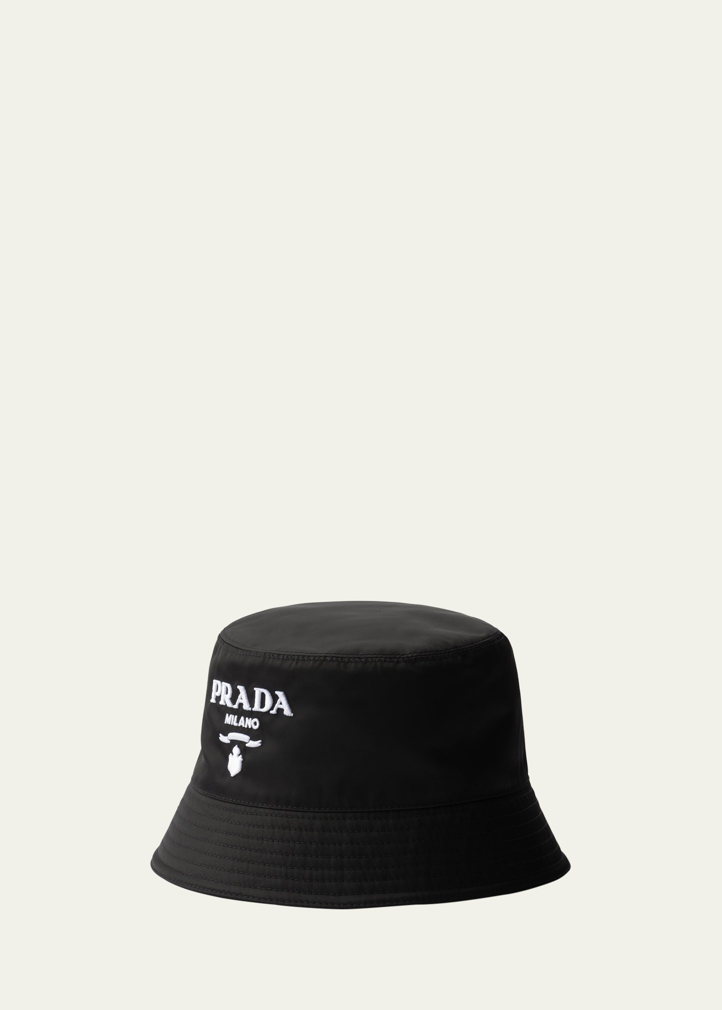 Prada Embossed-logo Padded Bucket Hat In F0967 Nerobianco