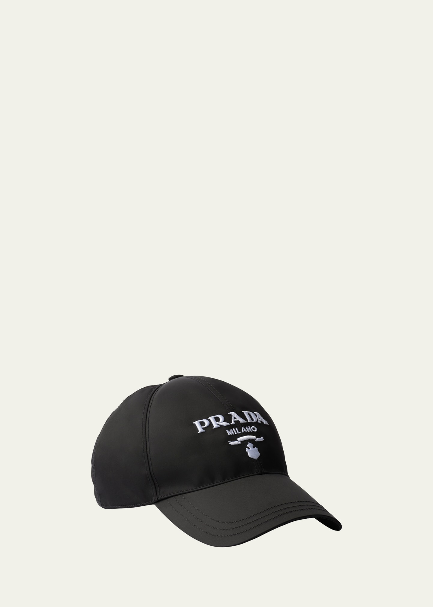 Prada Men's Embroidered Logo Baseball Hat In F0967 Nerobianco