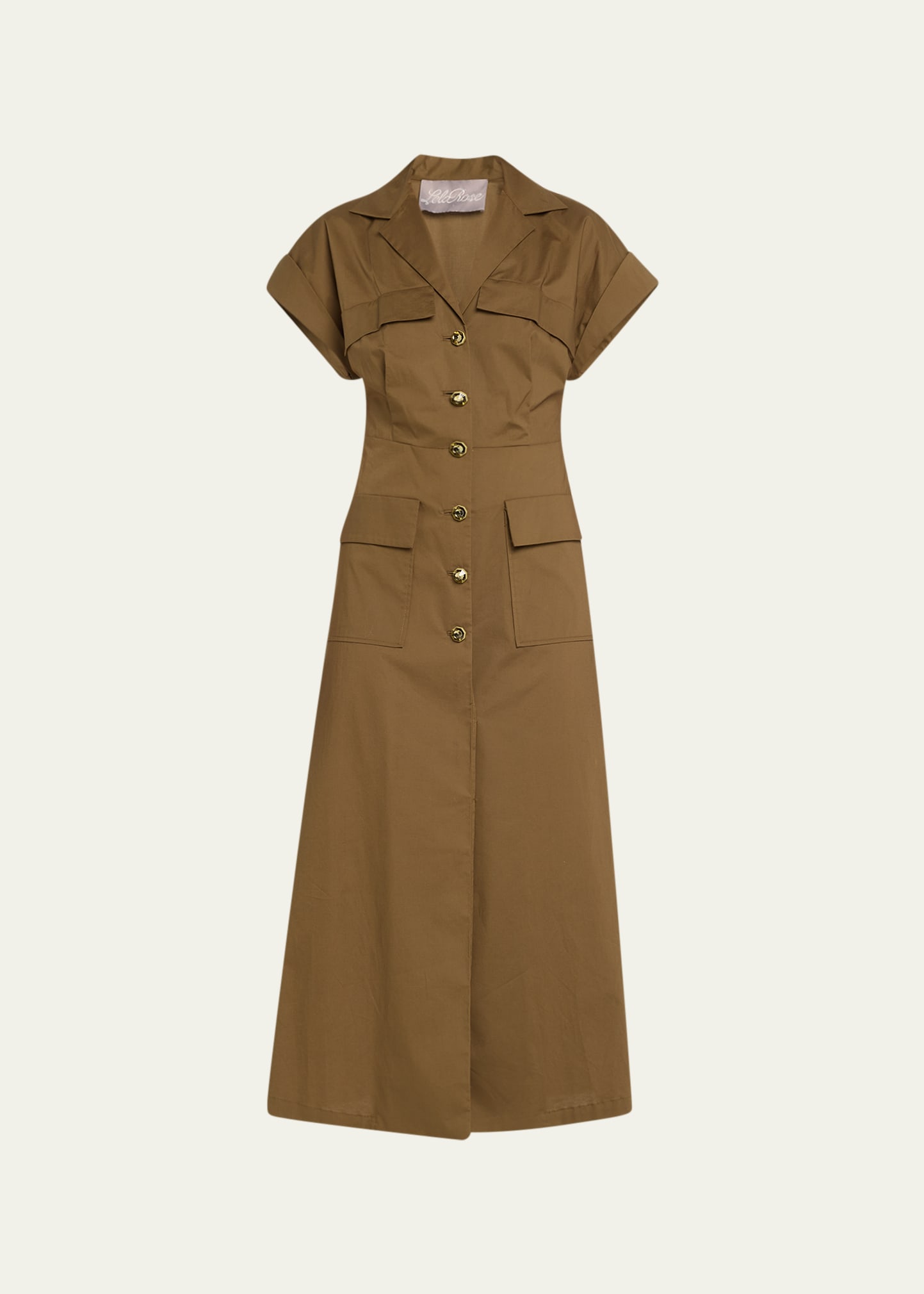Short Sleeve Button Down Midi Dress