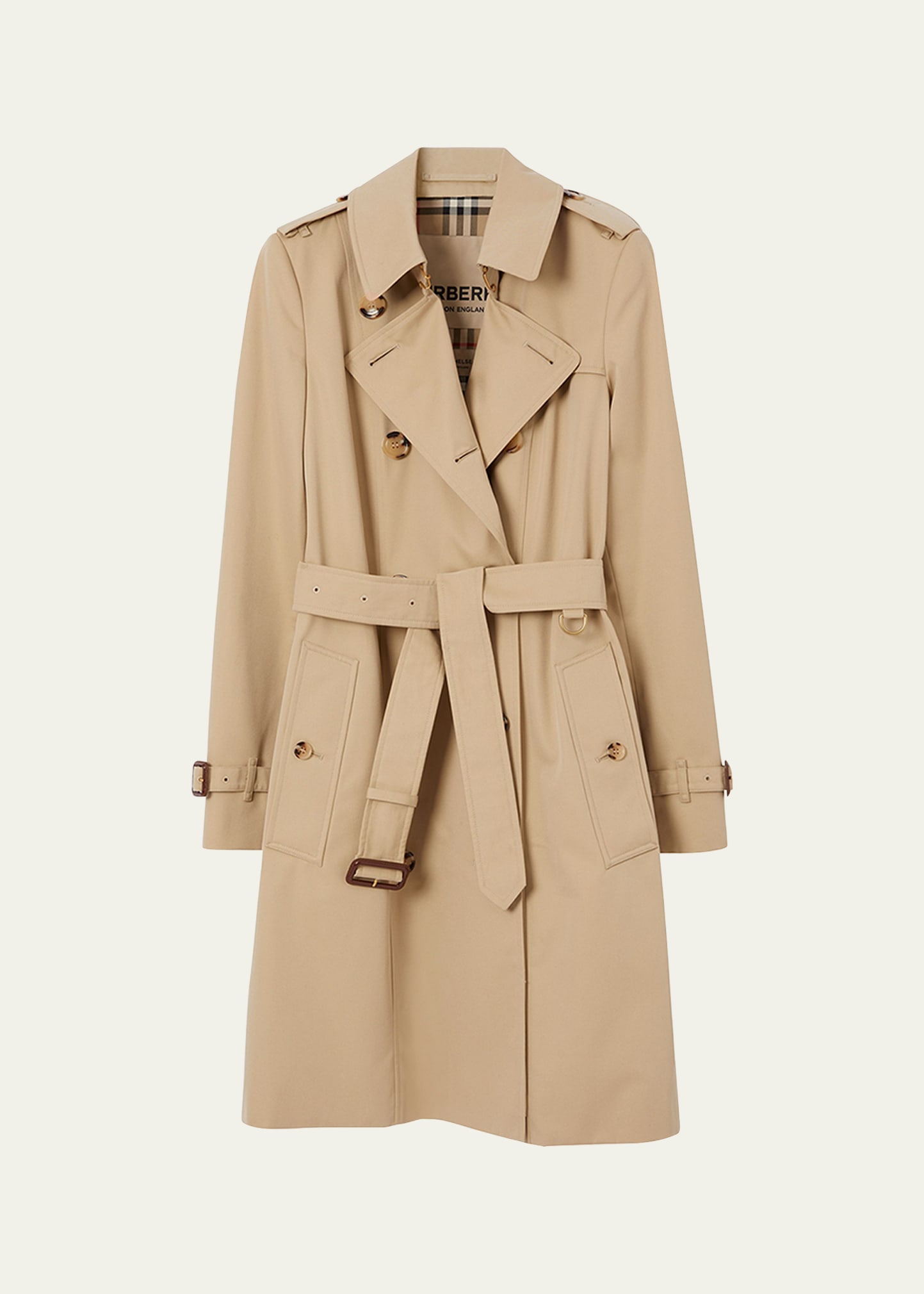 Shop Burberry Chelsea Belted Double-breasted Trench Coat In Honey