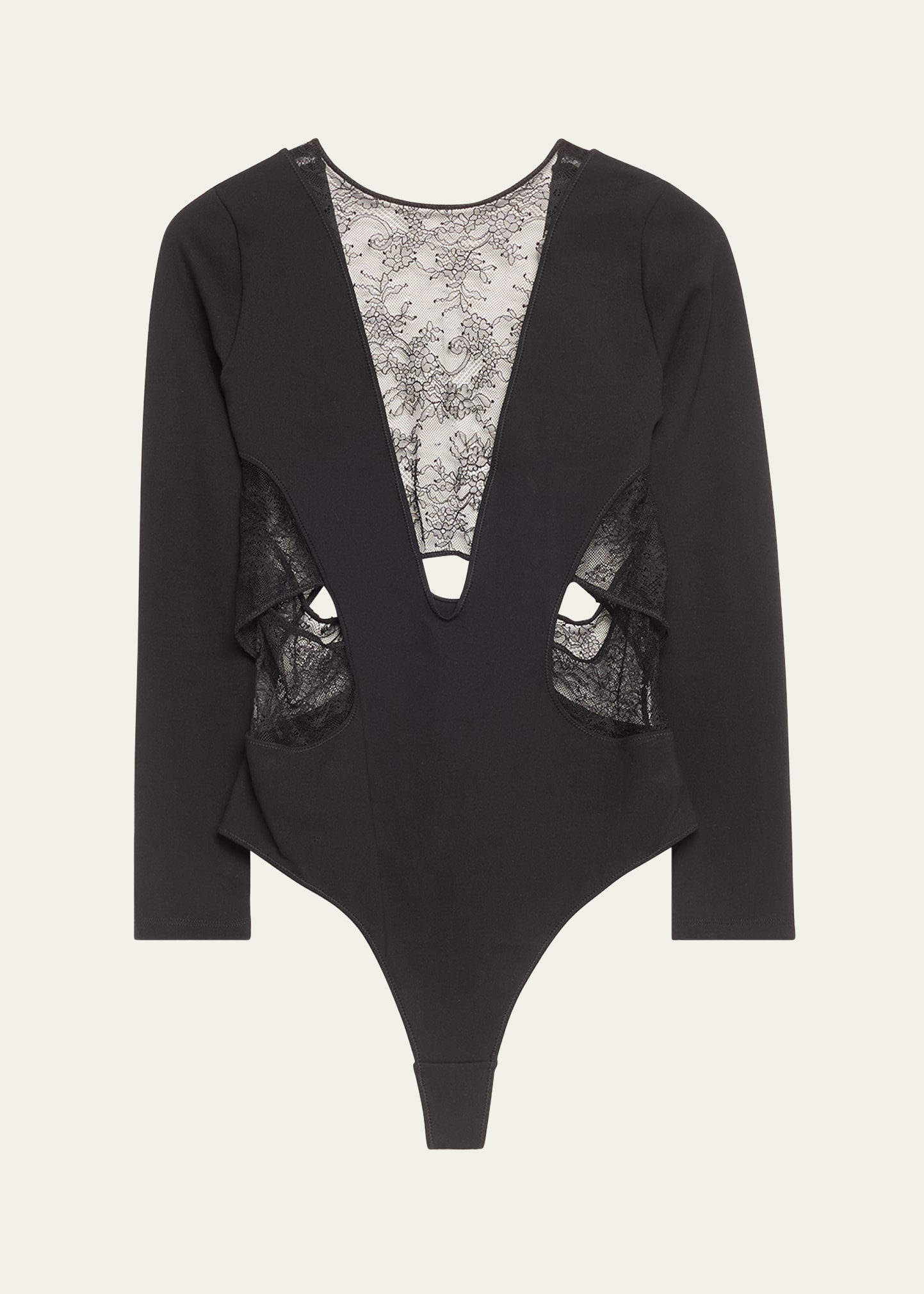 Crosby Cutout Lace-Inset Jersey Bodysuit