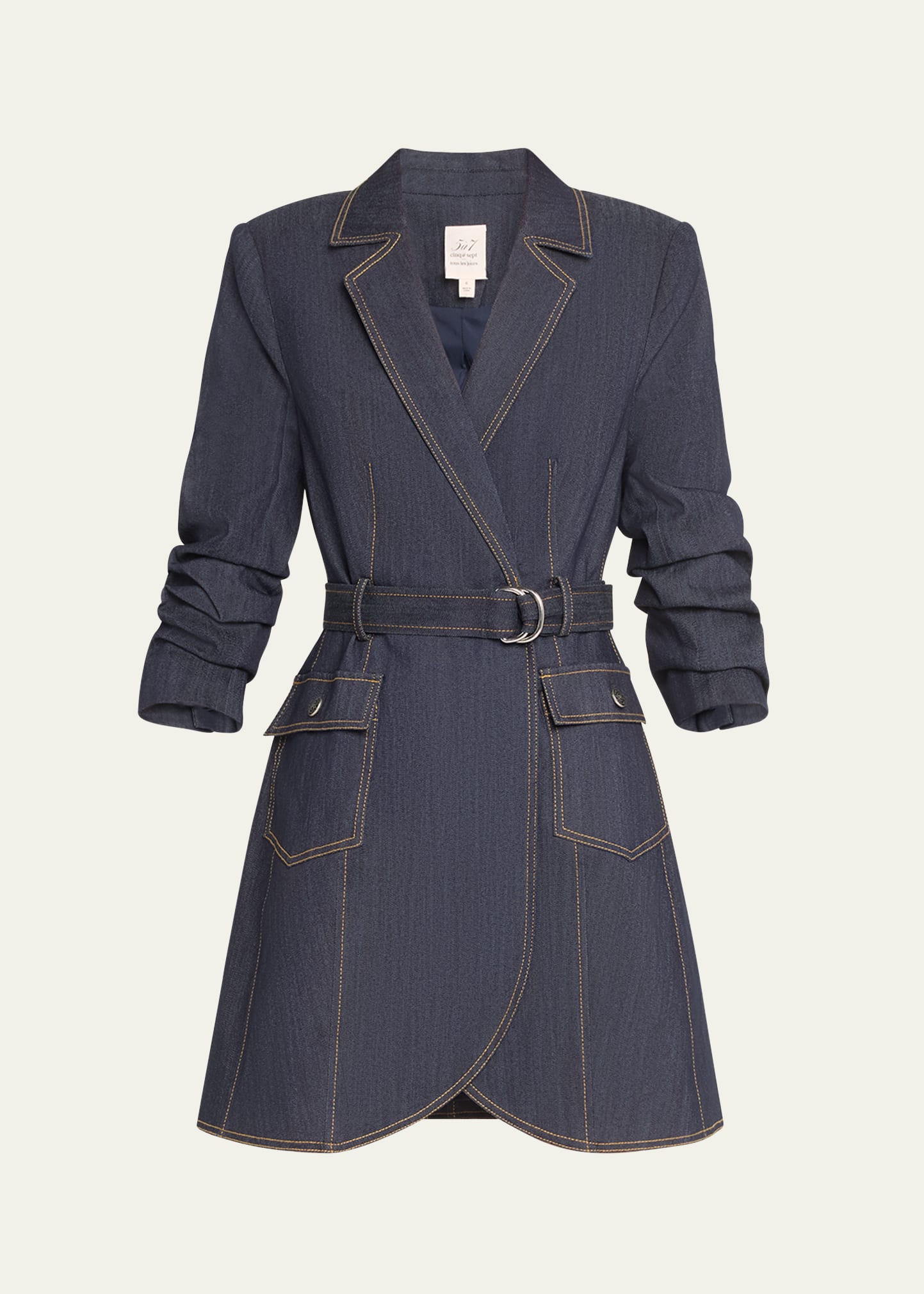 Jenessa Belted Denim Mini Wrap Shirtdress