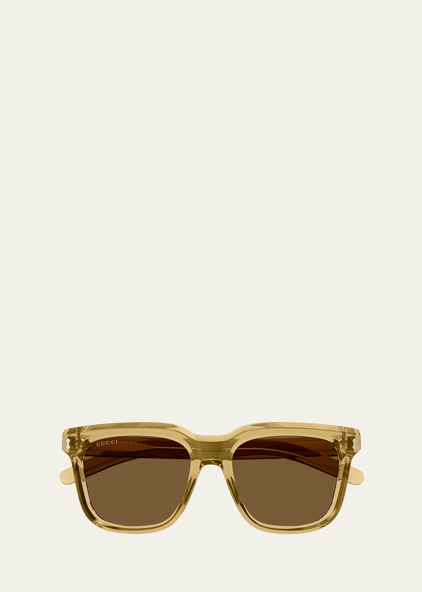 Shop Gucci Men's Transparent Acetate Rectangle Sunglasses In Yellow