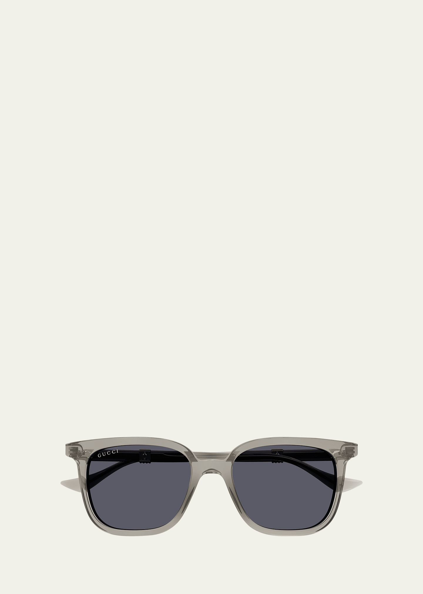 Shop Gucci Men's Acetate And Nylon Rectangle Sunglasses In Grey