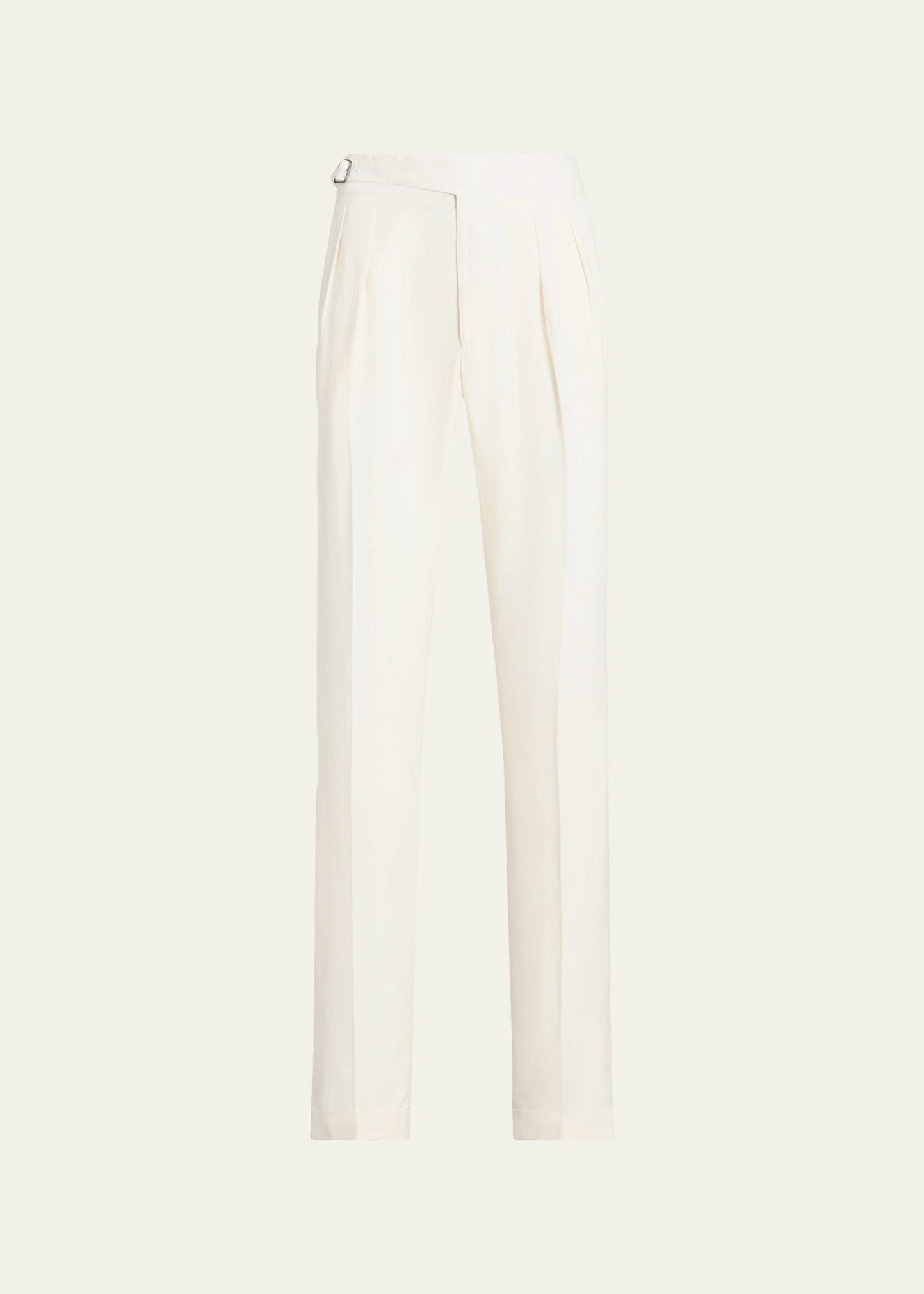 Ralph Lauren Men's Byron Pleated Silk-linen Pants In Antq White