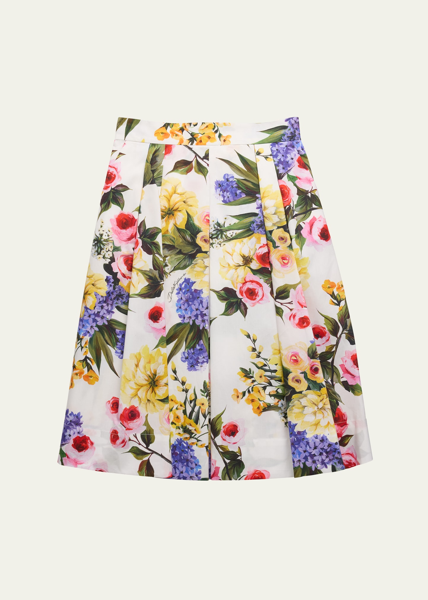 Shop Dolce & Gabbana Girl's Flower Power Pleated Skirt In Giardino Fdo Bian