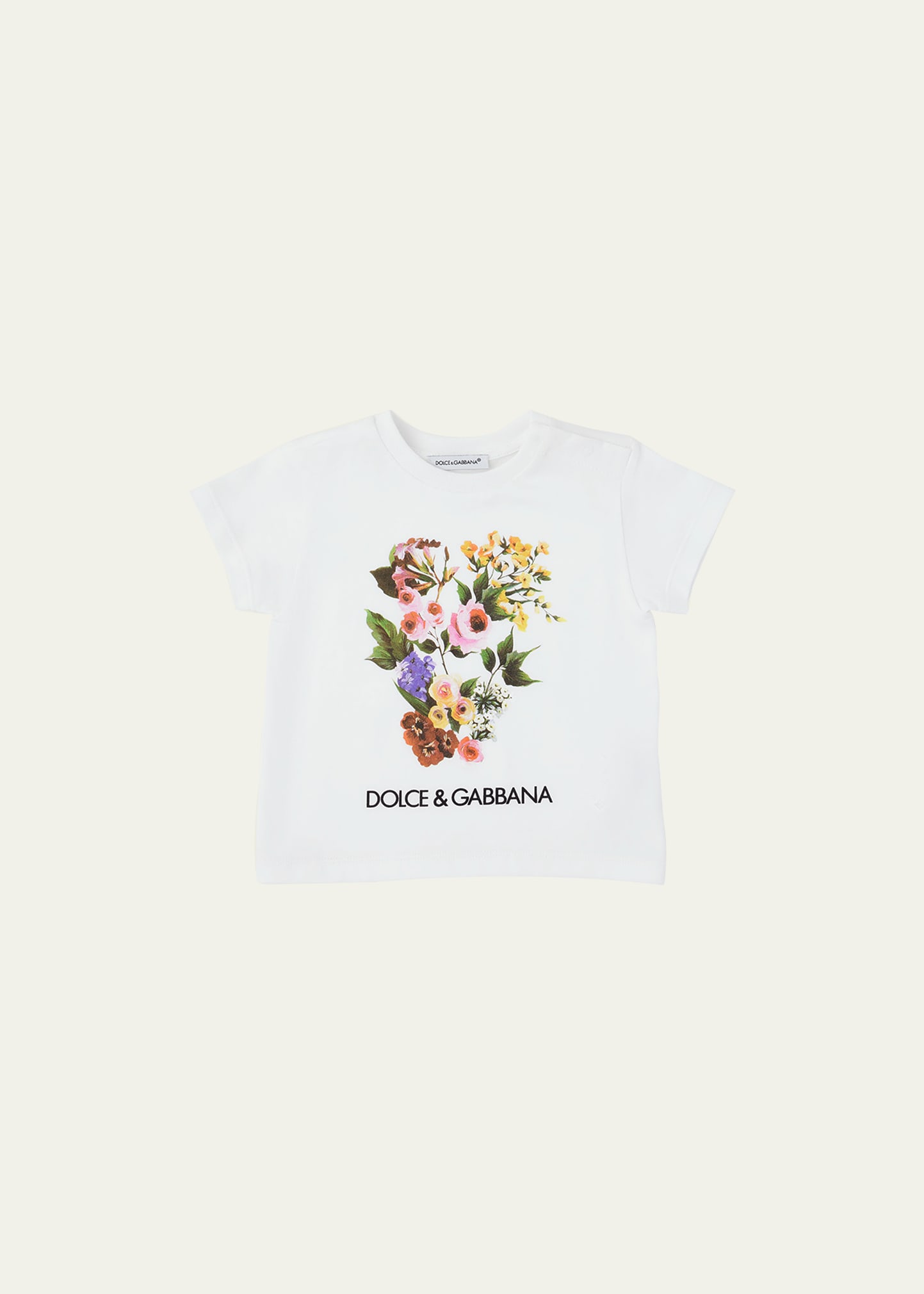 Shop Dolce & Gabbana Girl's Flower Power Short-sleeve Cotton T-shirt In White