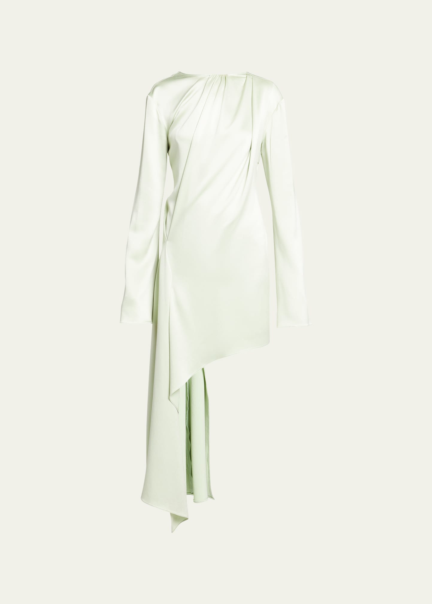Shop Jw Anderson Asymmetric Satin Dress With Draped Panel In Mint